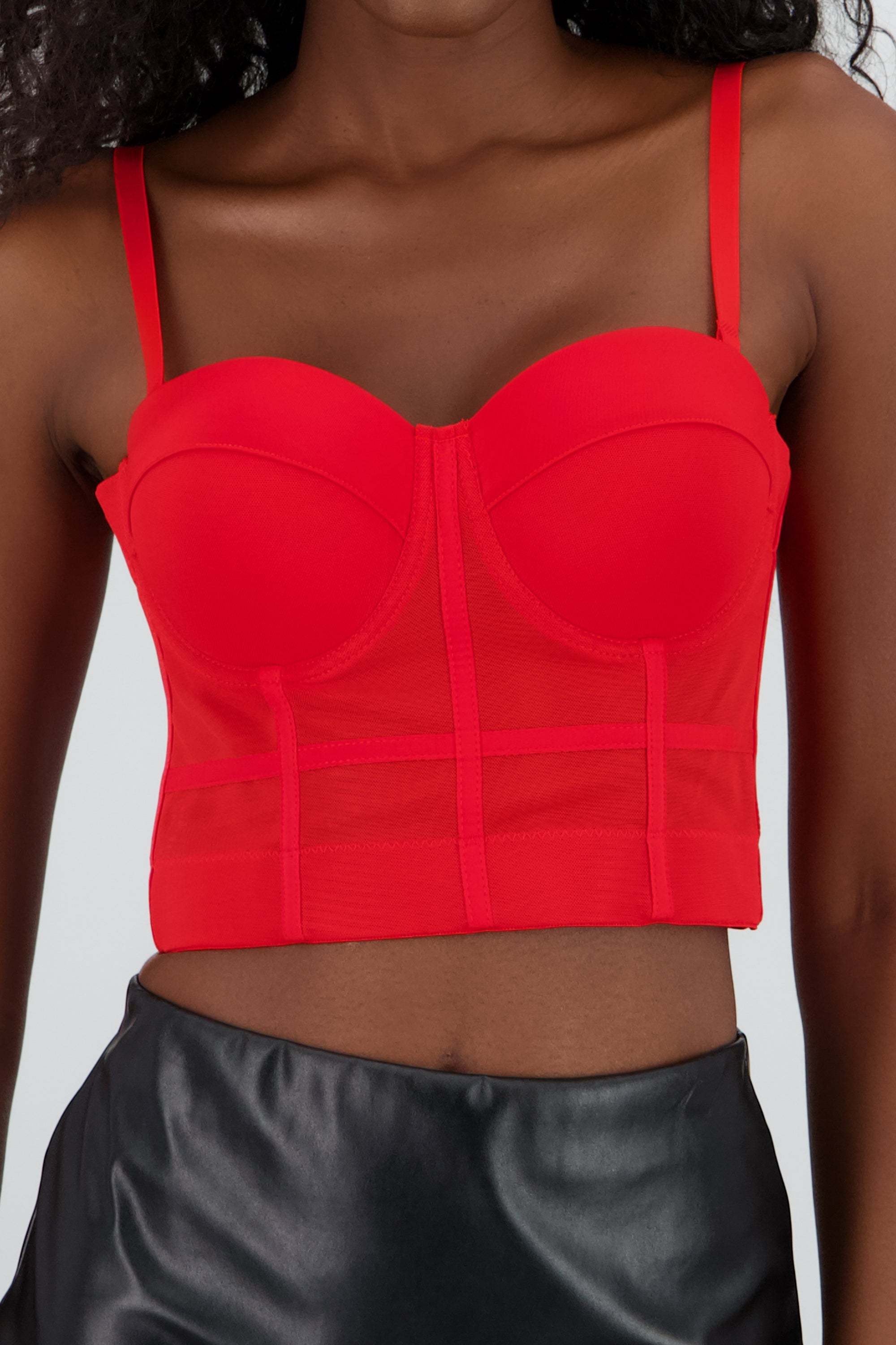 Top corset detalle copas ROJO CEREZA