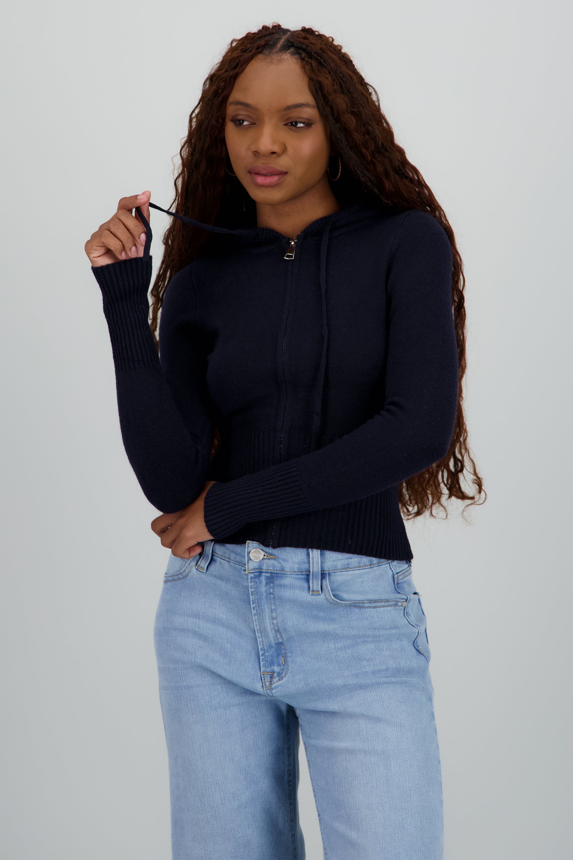 Sueter con cierre y gorro MARINO