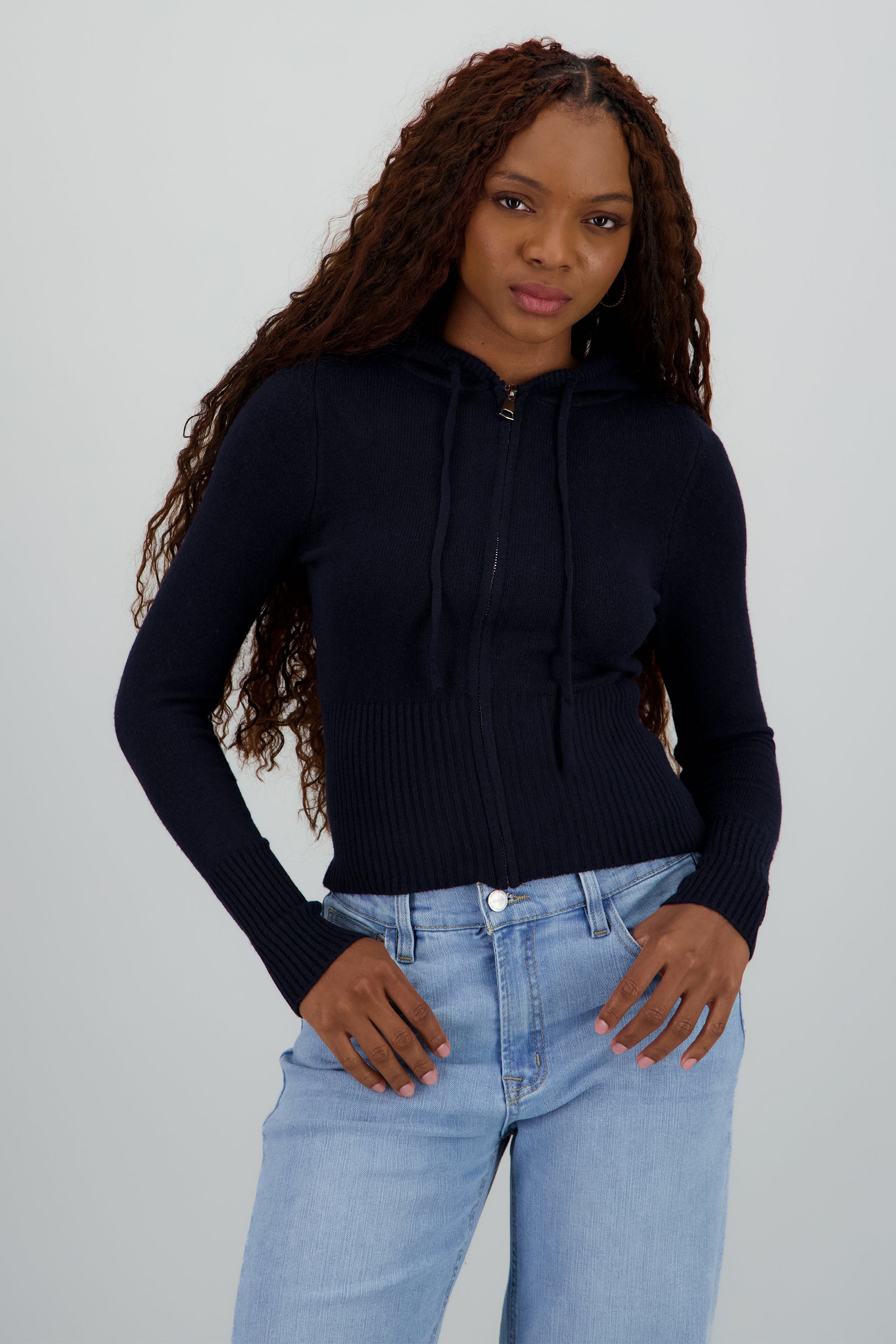 Sueter con cierre y gorro MARINO