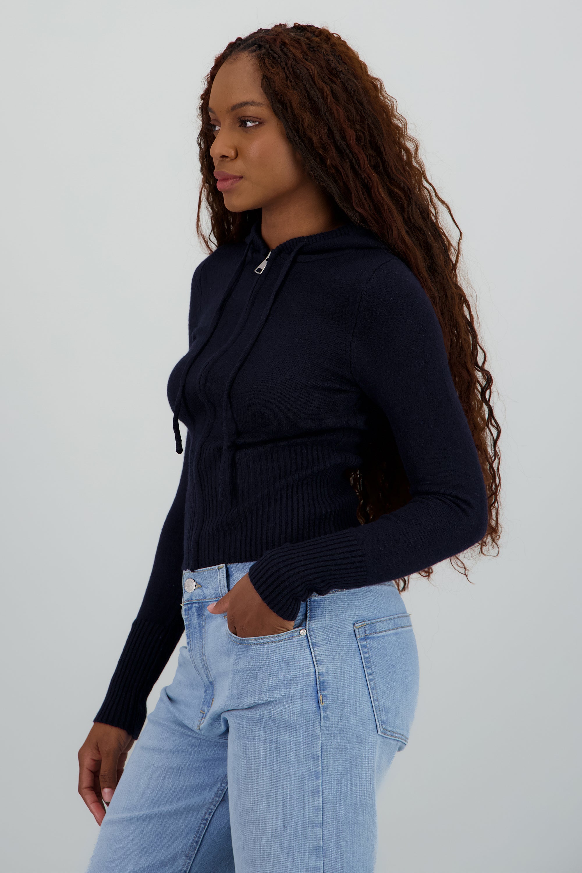 Sueter con cierre y gorro MARINO