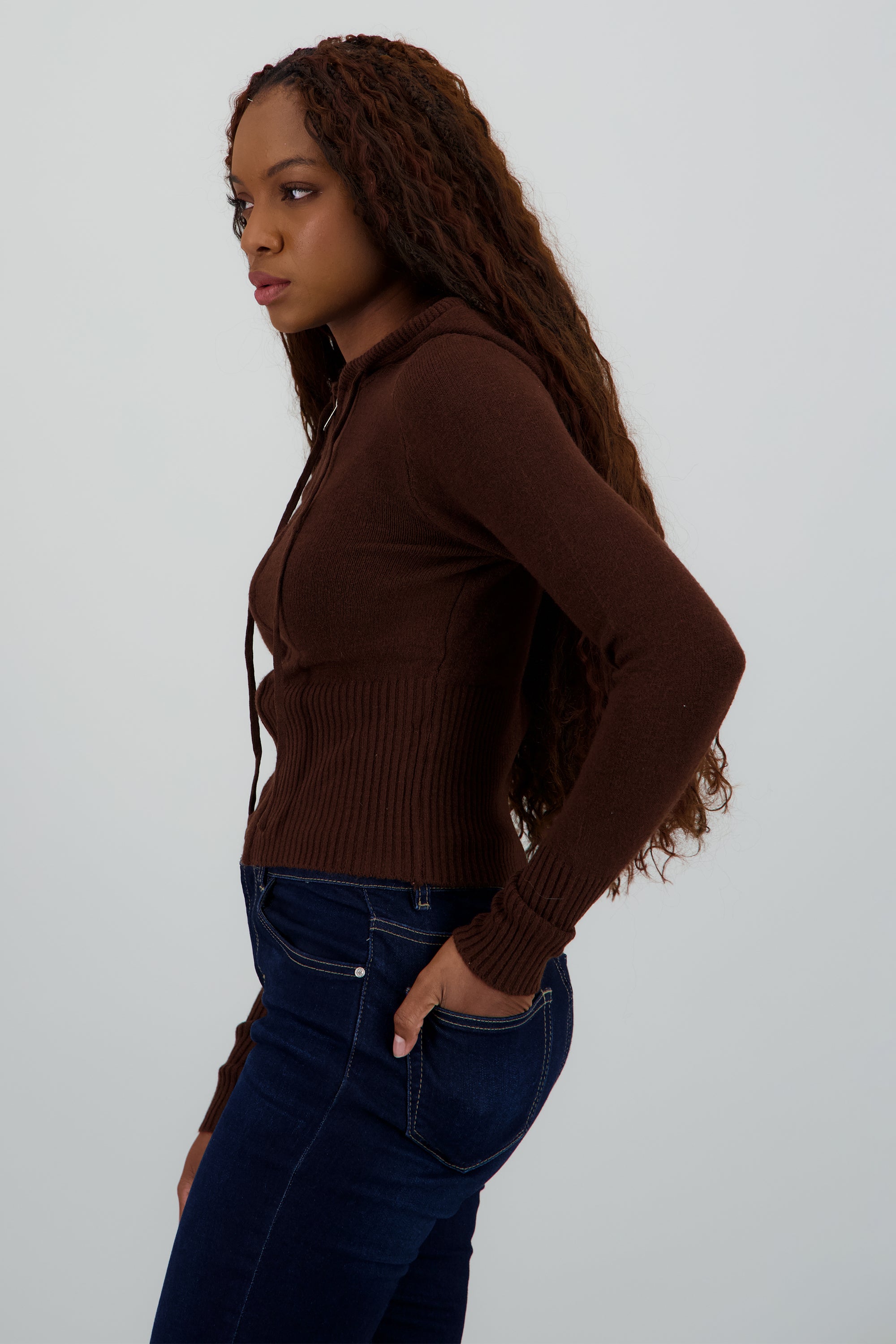 Sueter con cierre y gorro CAFE