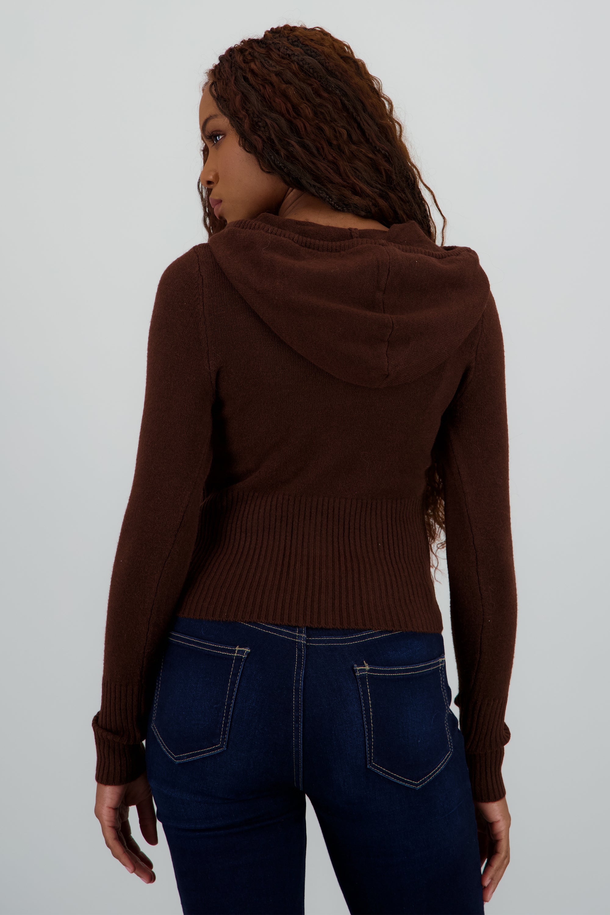 Sueter con cierre y gorro CAFE