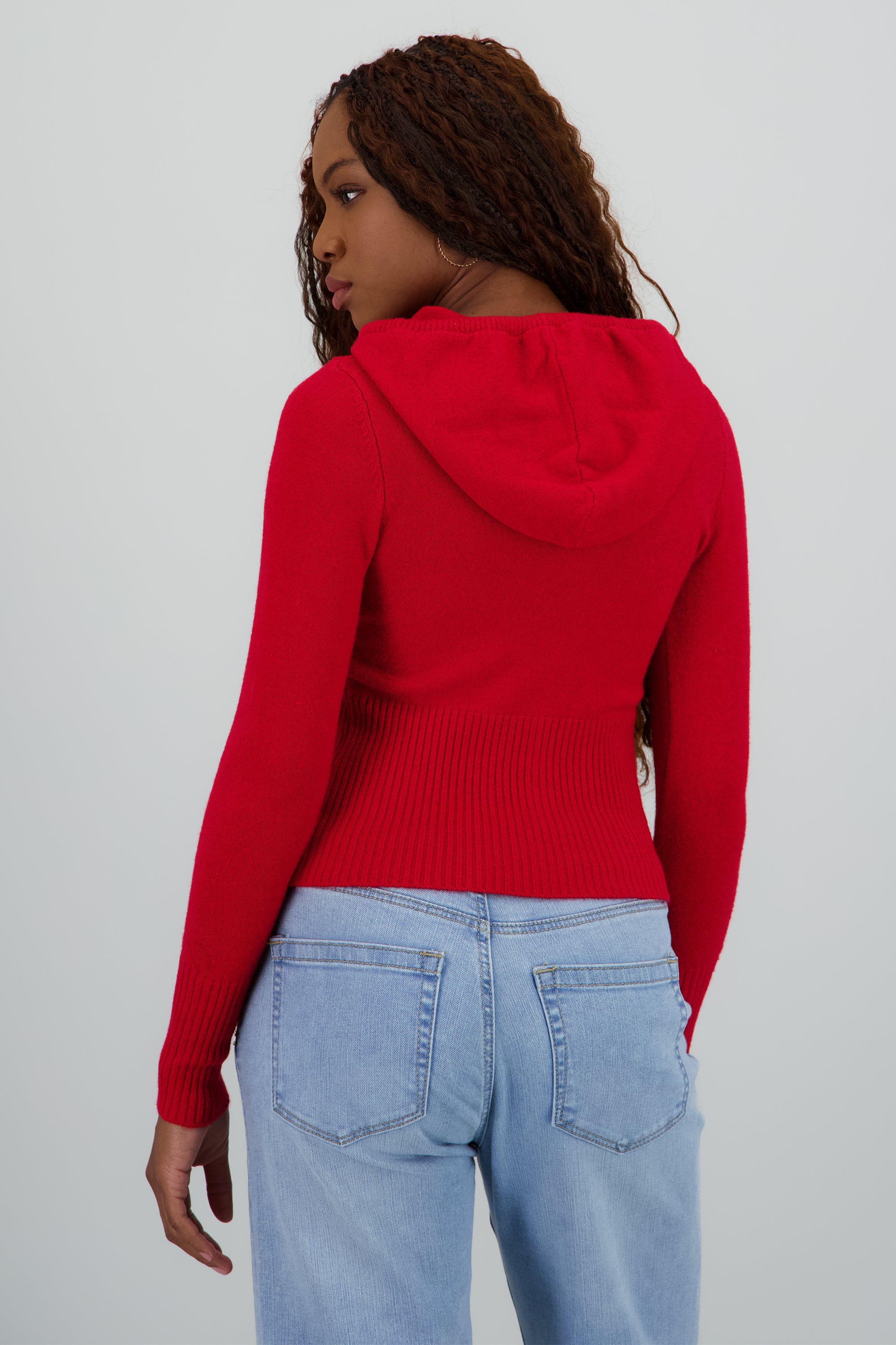 Sueter con cierre y gorro ROJO