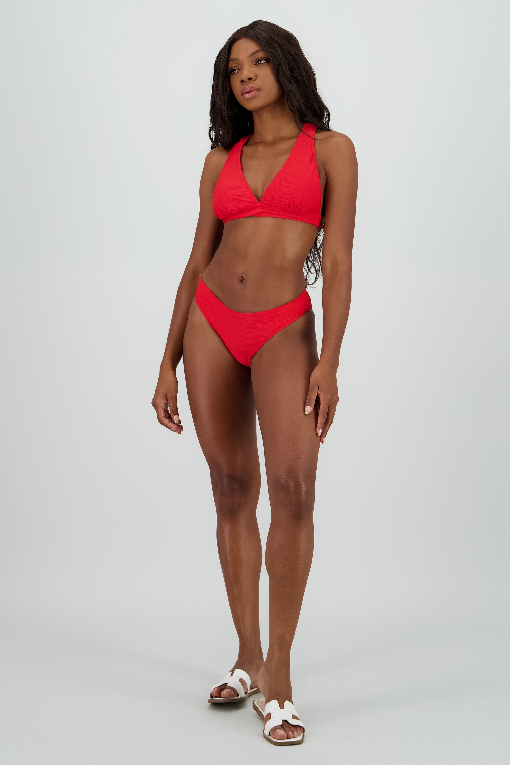 Bikini espalda cruzada textura ROJO