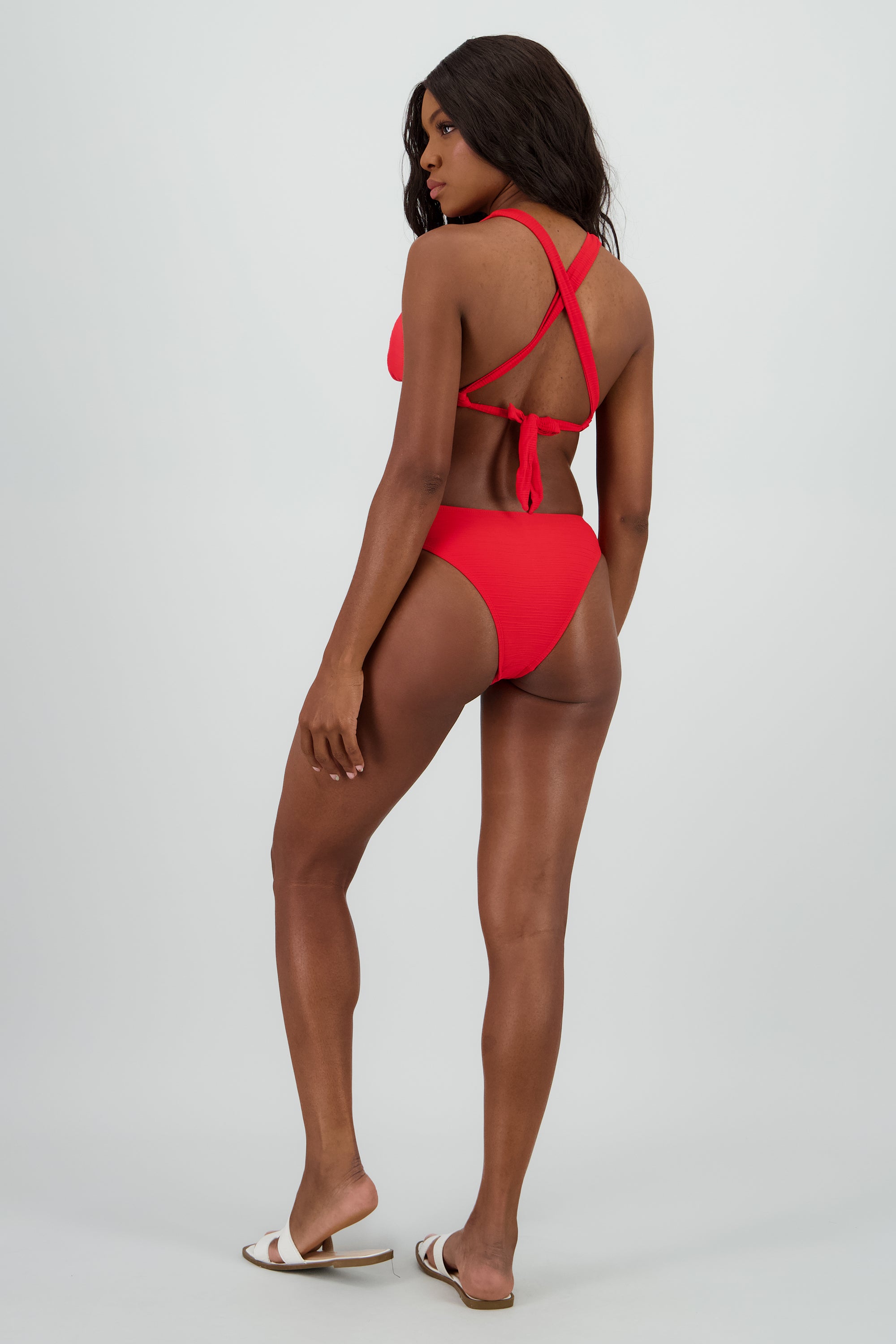 Bikini espalda cruzada textura ROJO