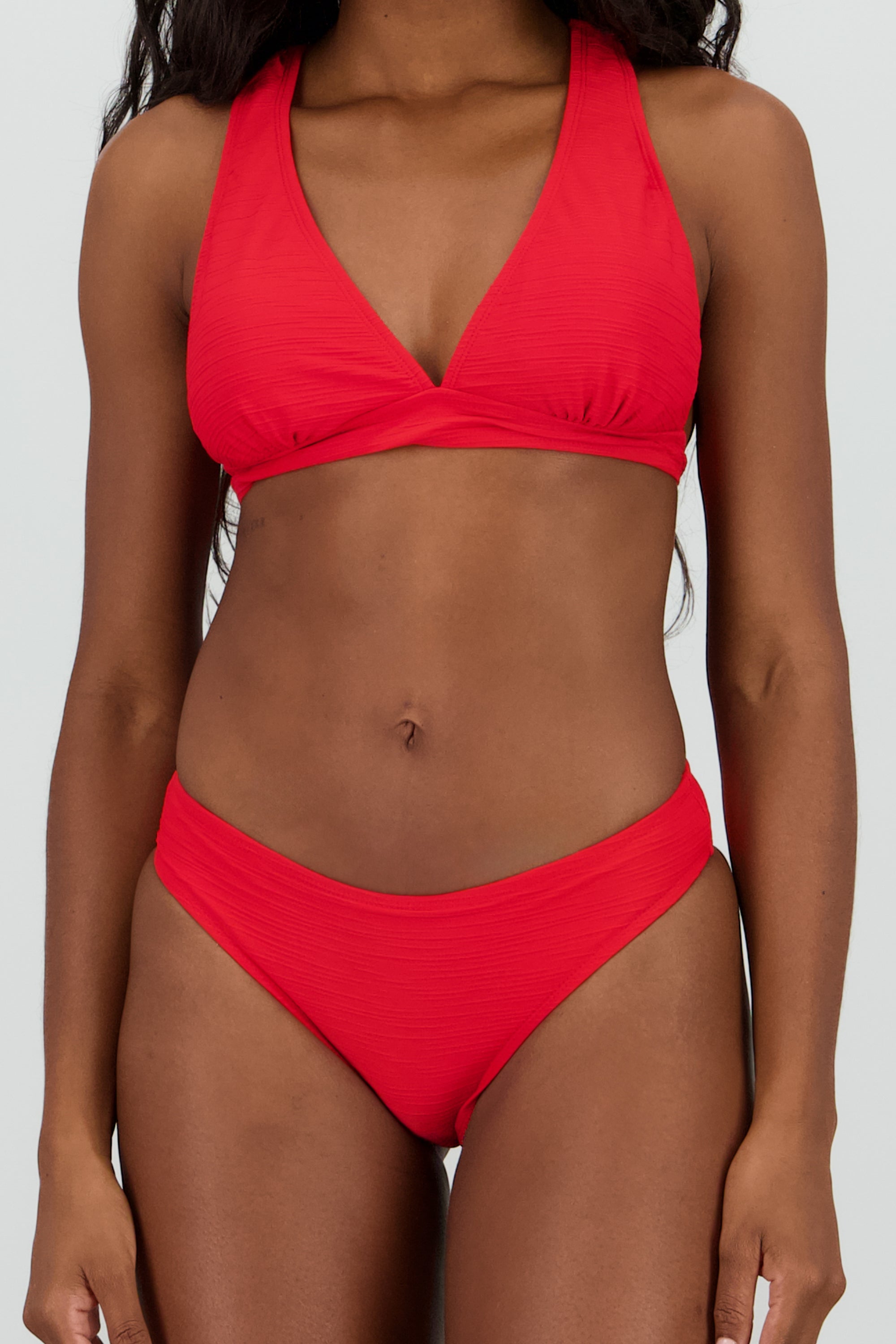 Bikini espalda cruzada textura ROJO