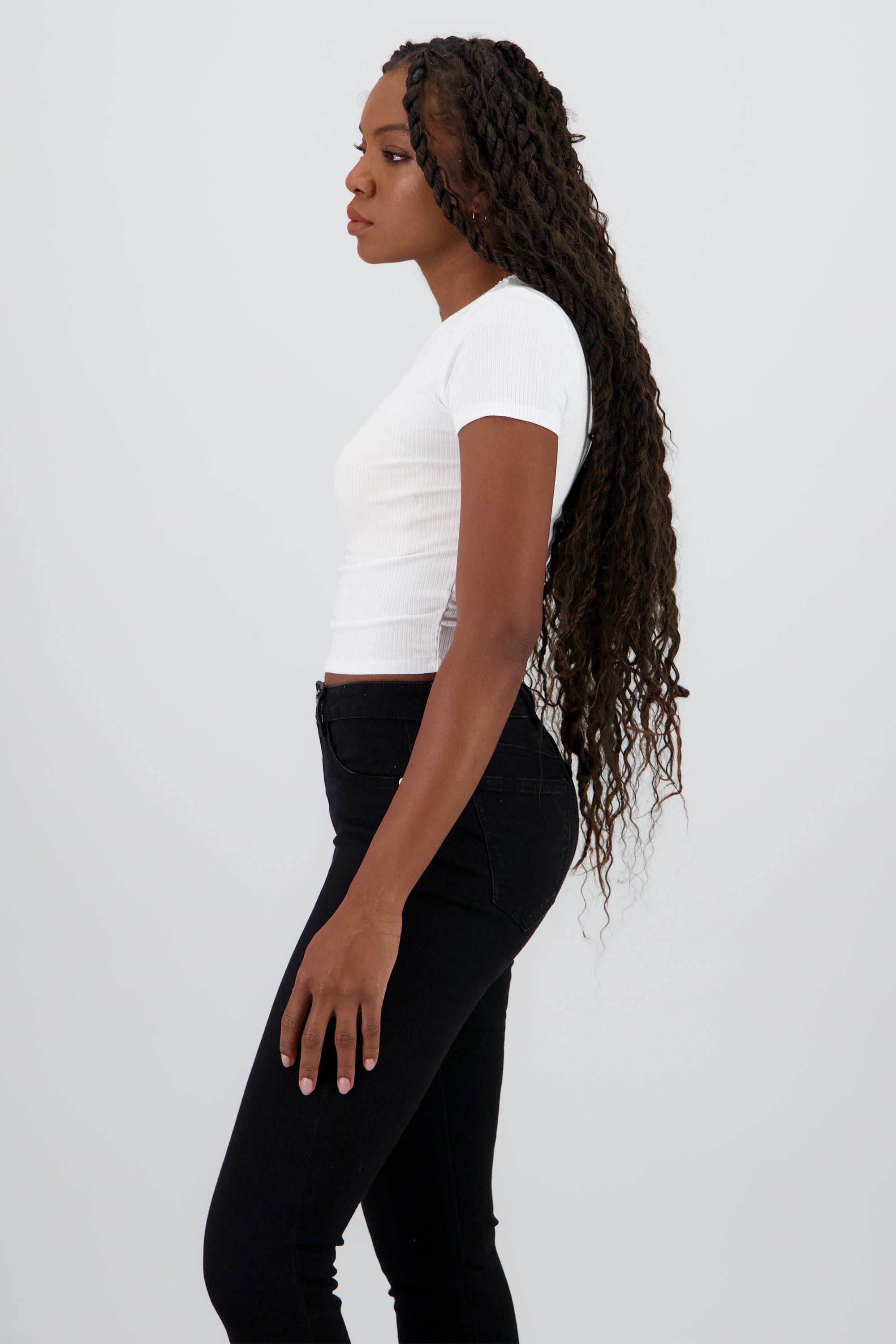 Top manga corta encaje escote BLANCO