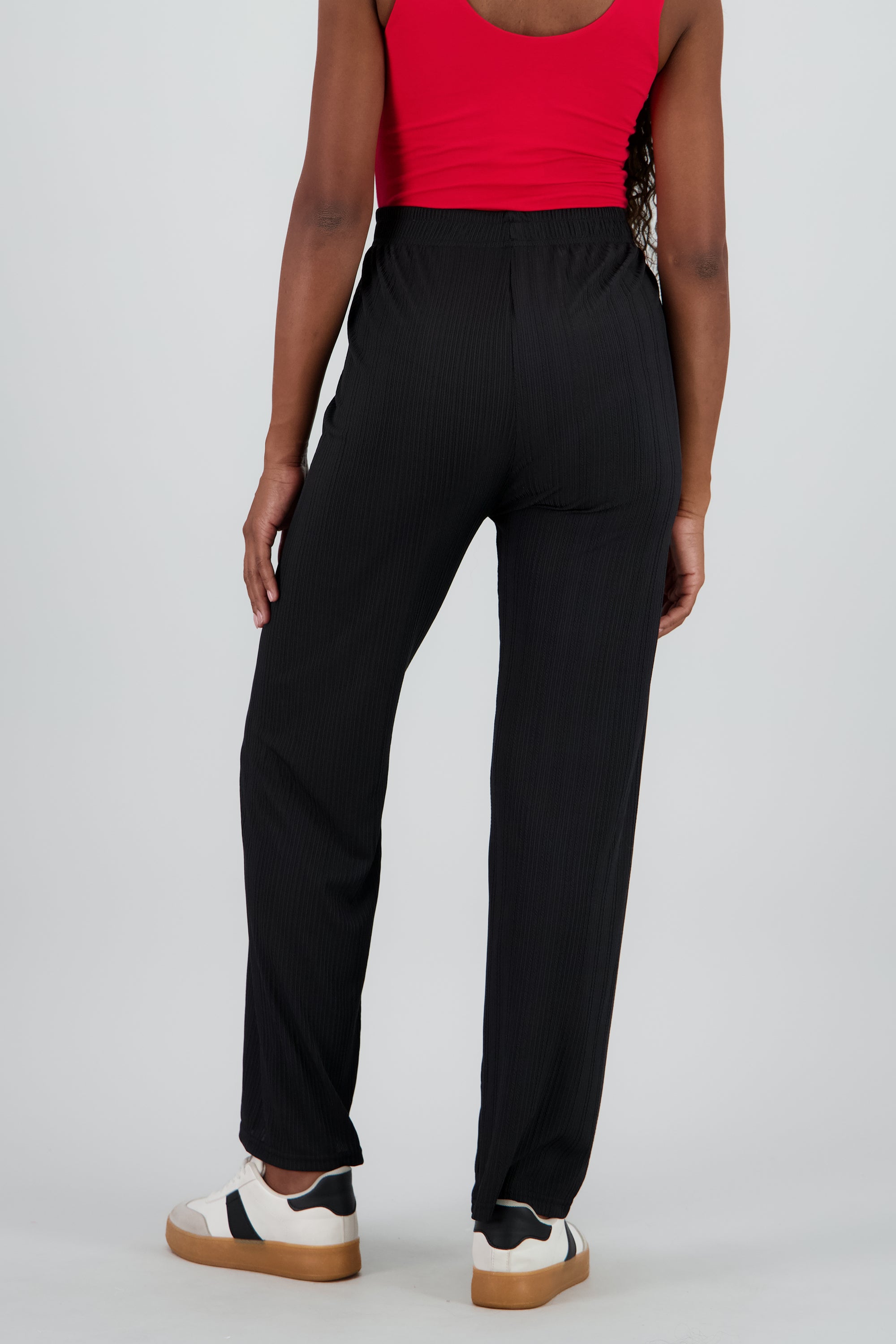 Pantalon amplio rib liso NEGRO