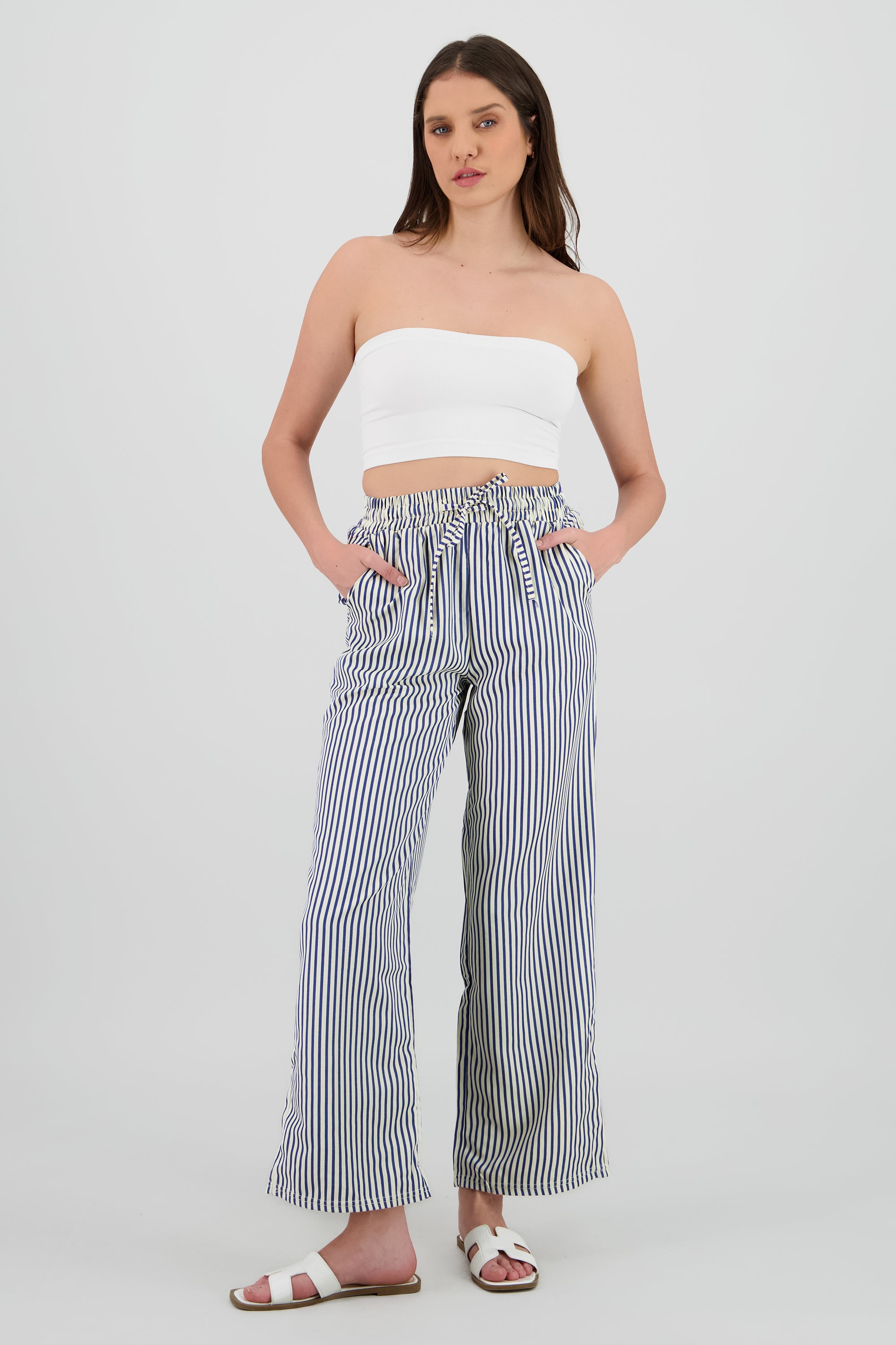 Pantalon rayas textura AZUL COMBO