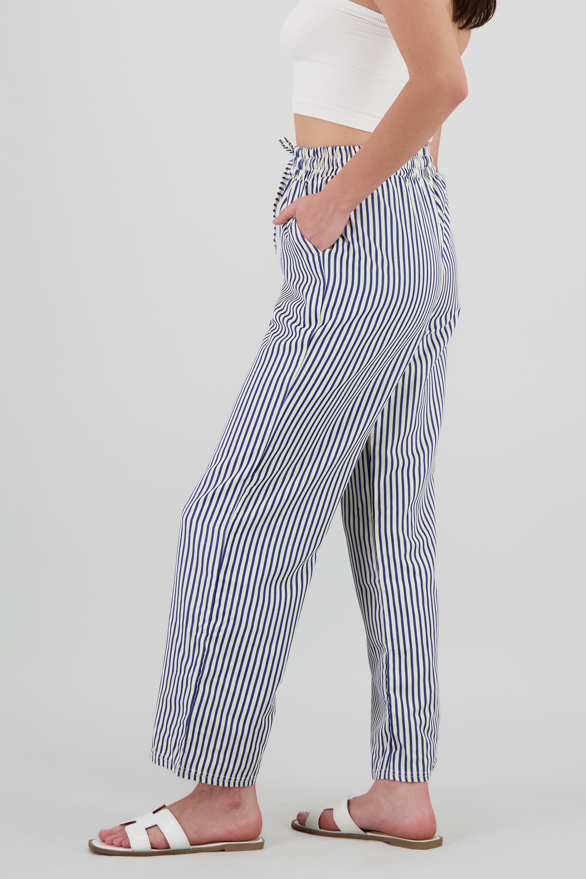 Pantalon rayas textura AZUL COMBO