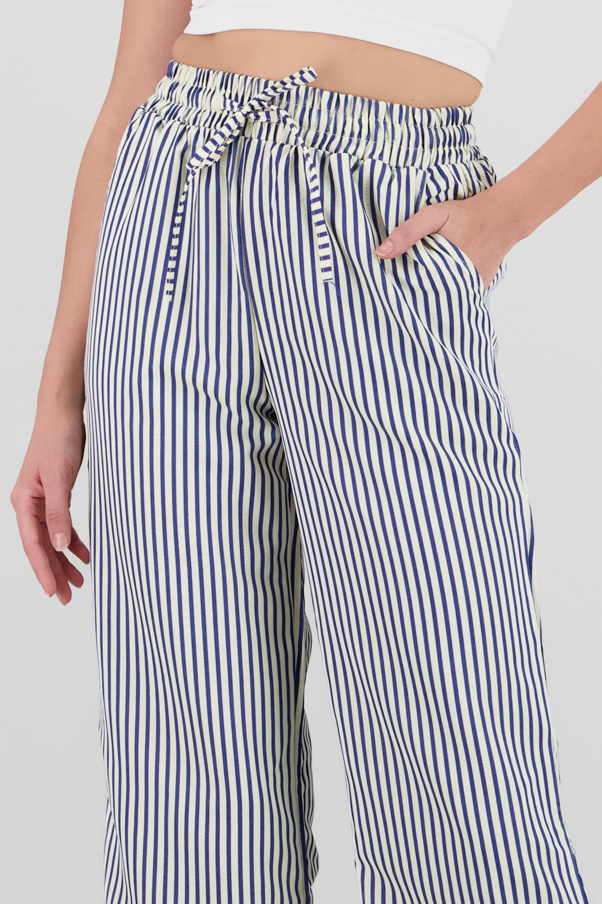 Pantalon rayas textura AZUL COMBO