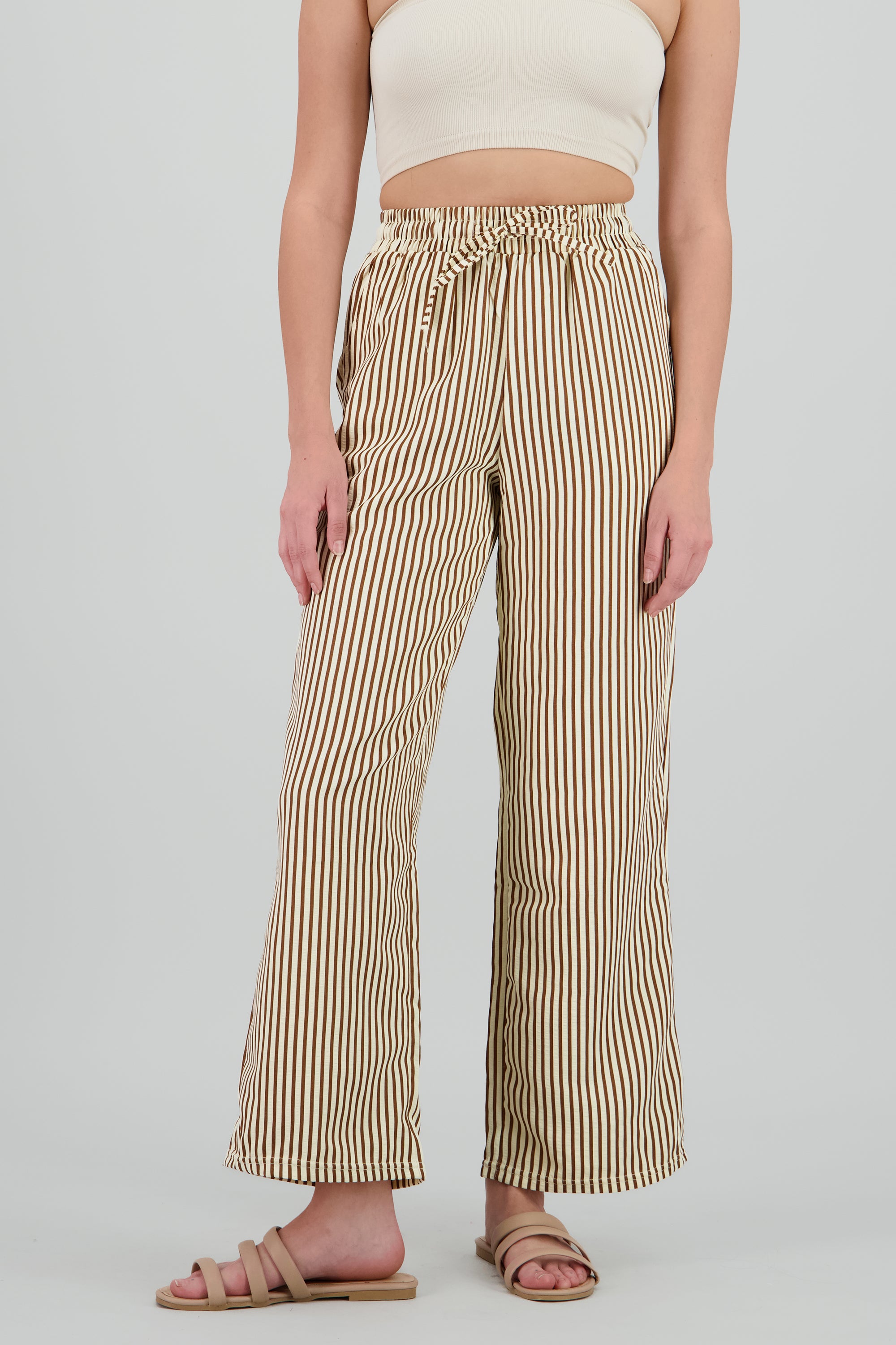 Pantalon rayas textura CAFE COMBO