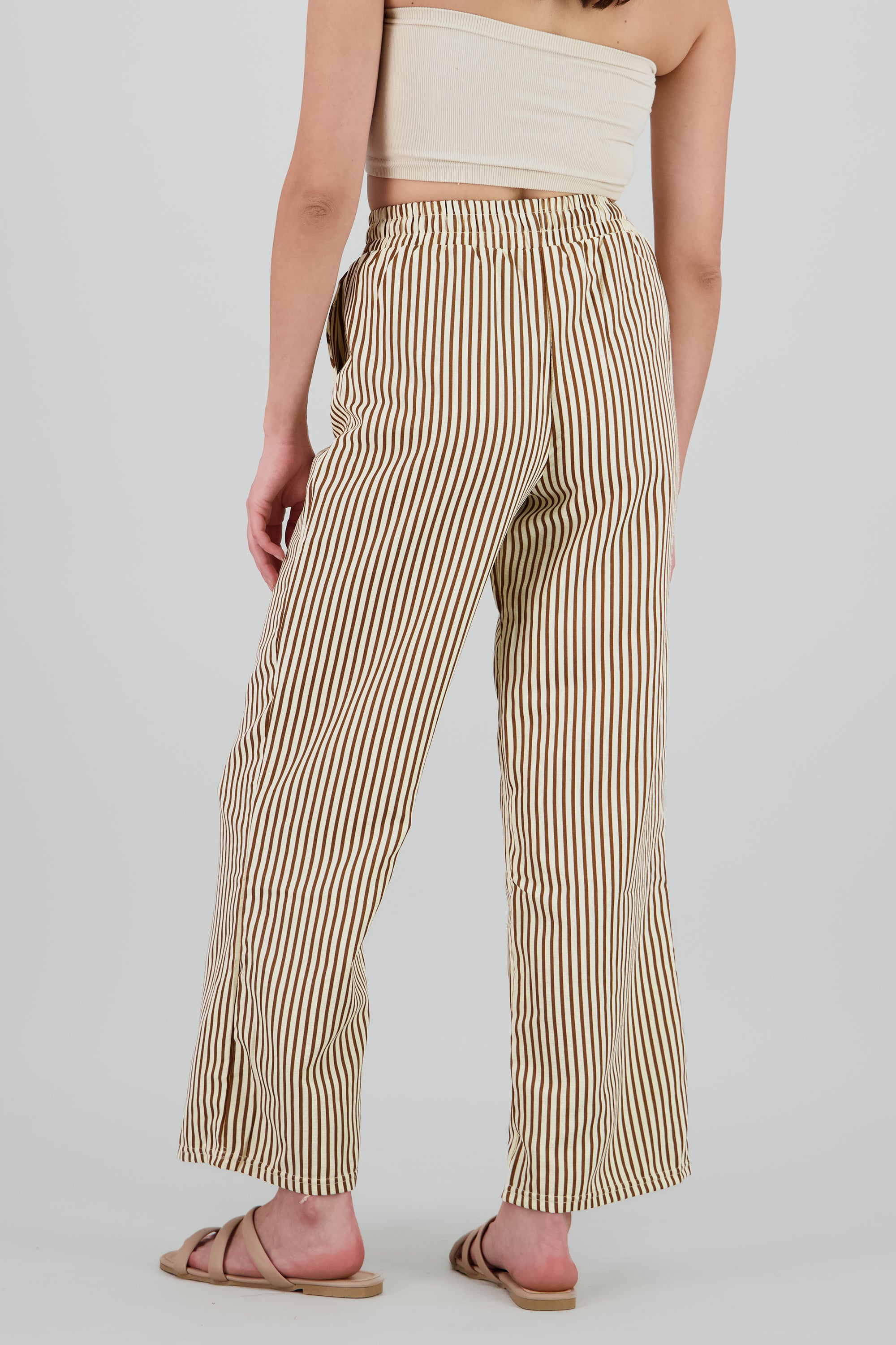 Pantalon rayas textura CAFE COMBO
