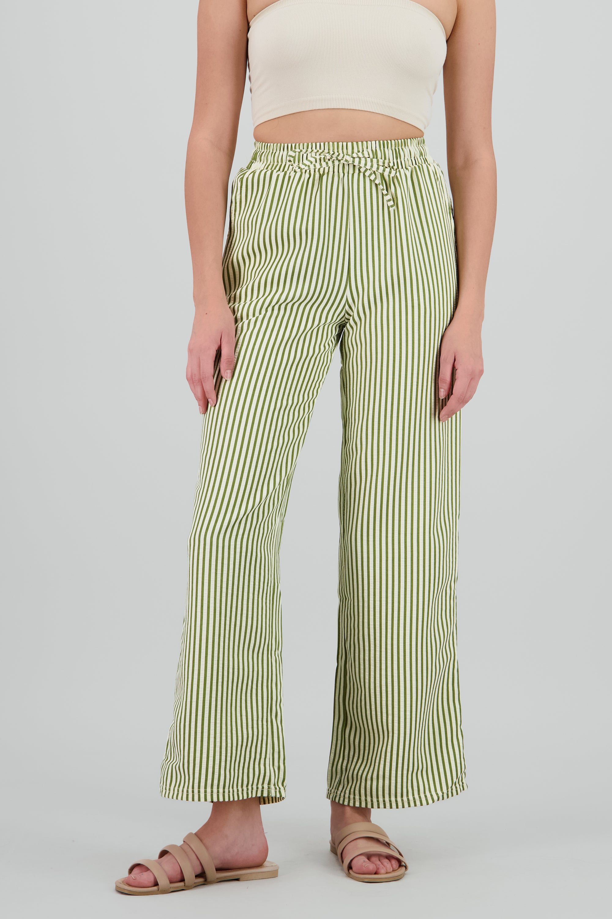 Pantalon rayas textura VERDE COMBO