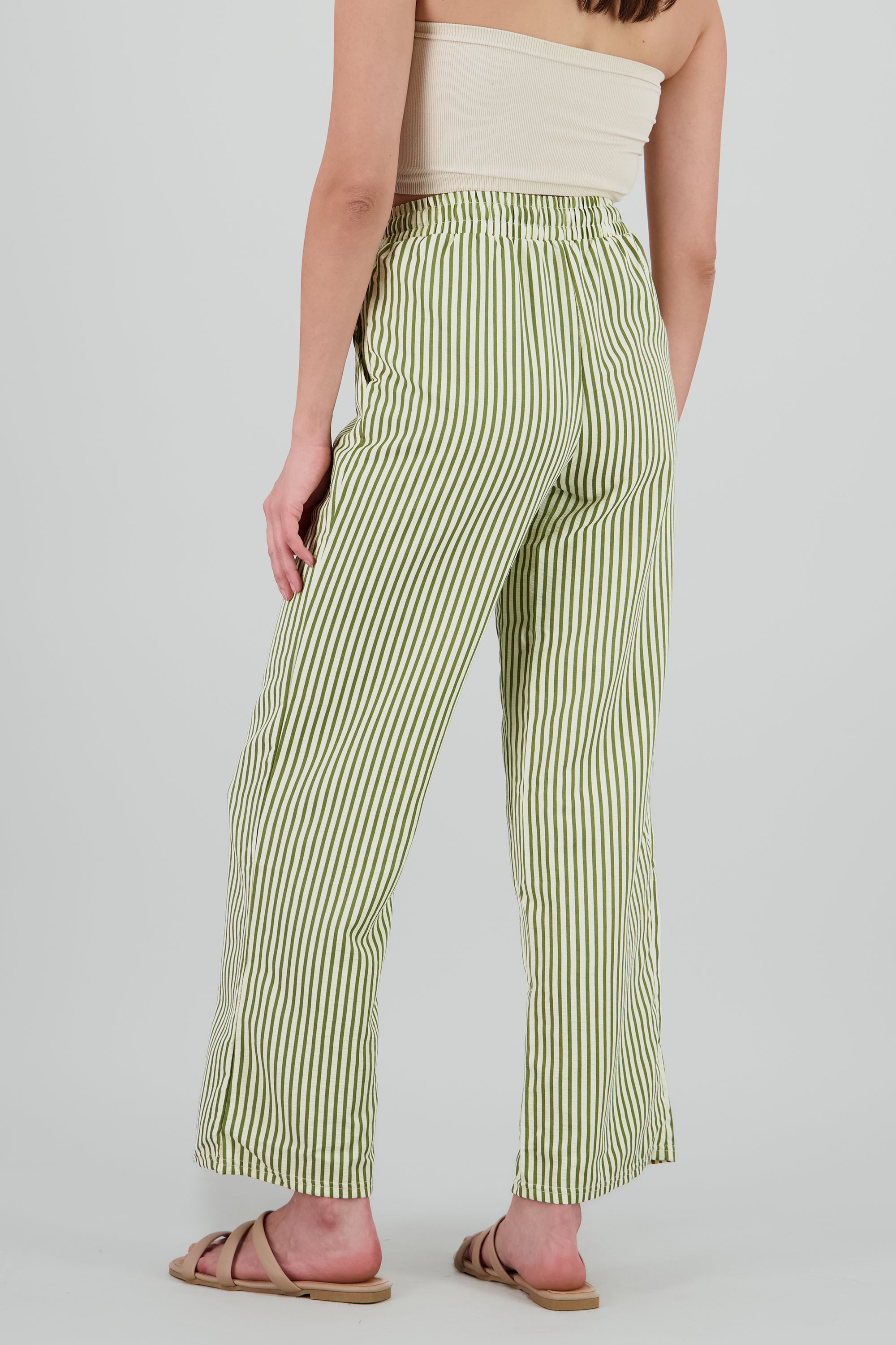 Pantalon rayas textura VERDE COMBO
