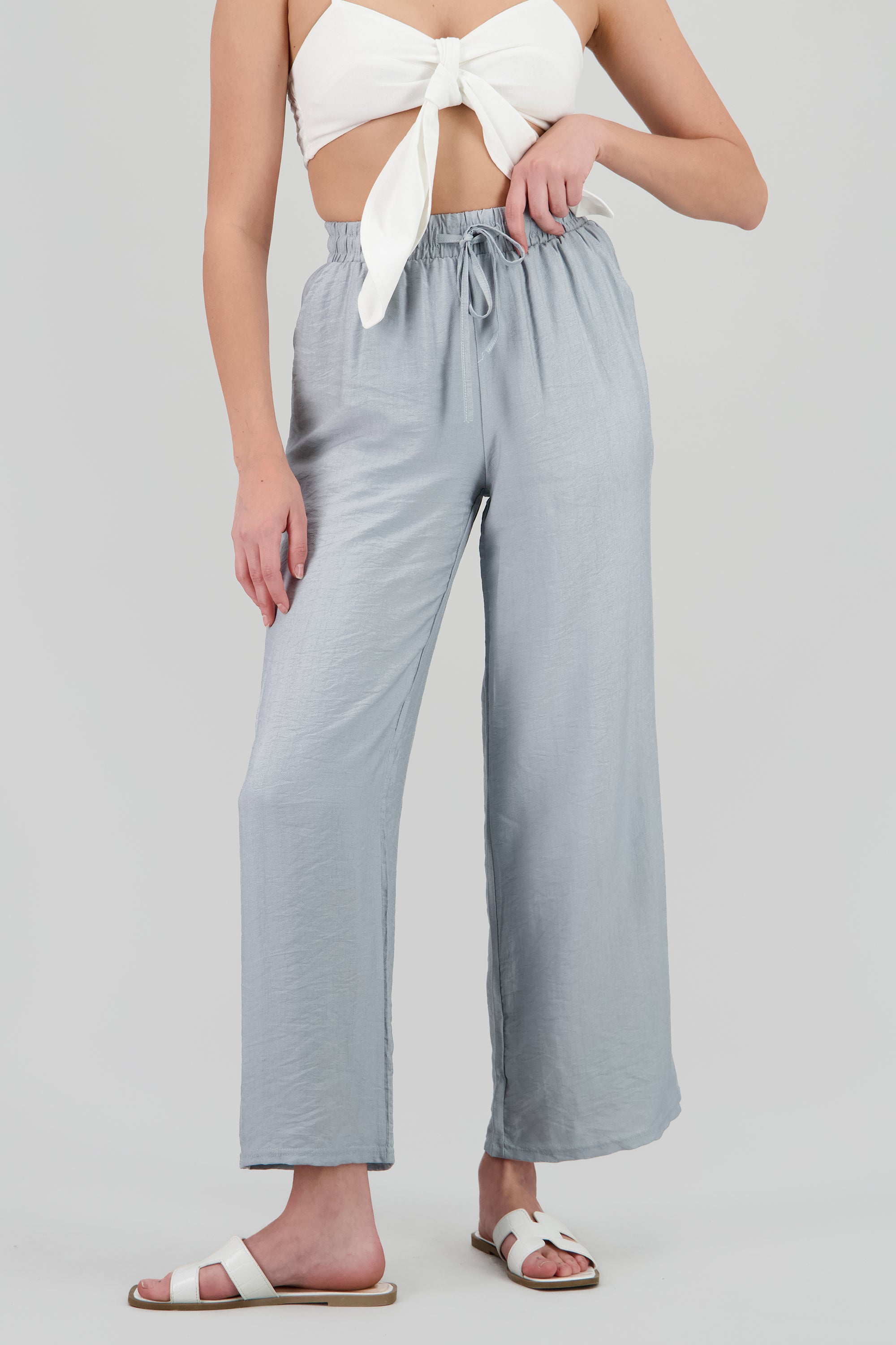 Pantalon amplio con jareta AZUL