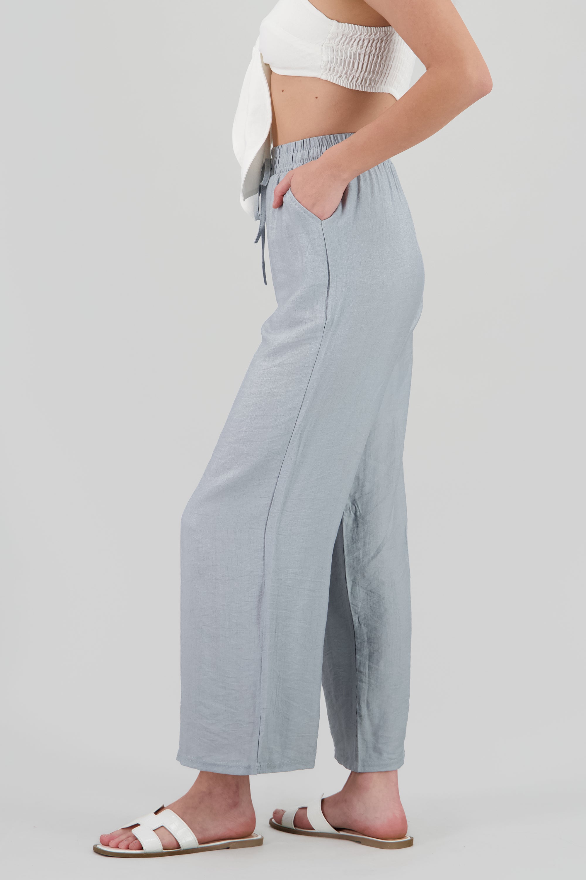 Pantalon amplio con jareta AZUL