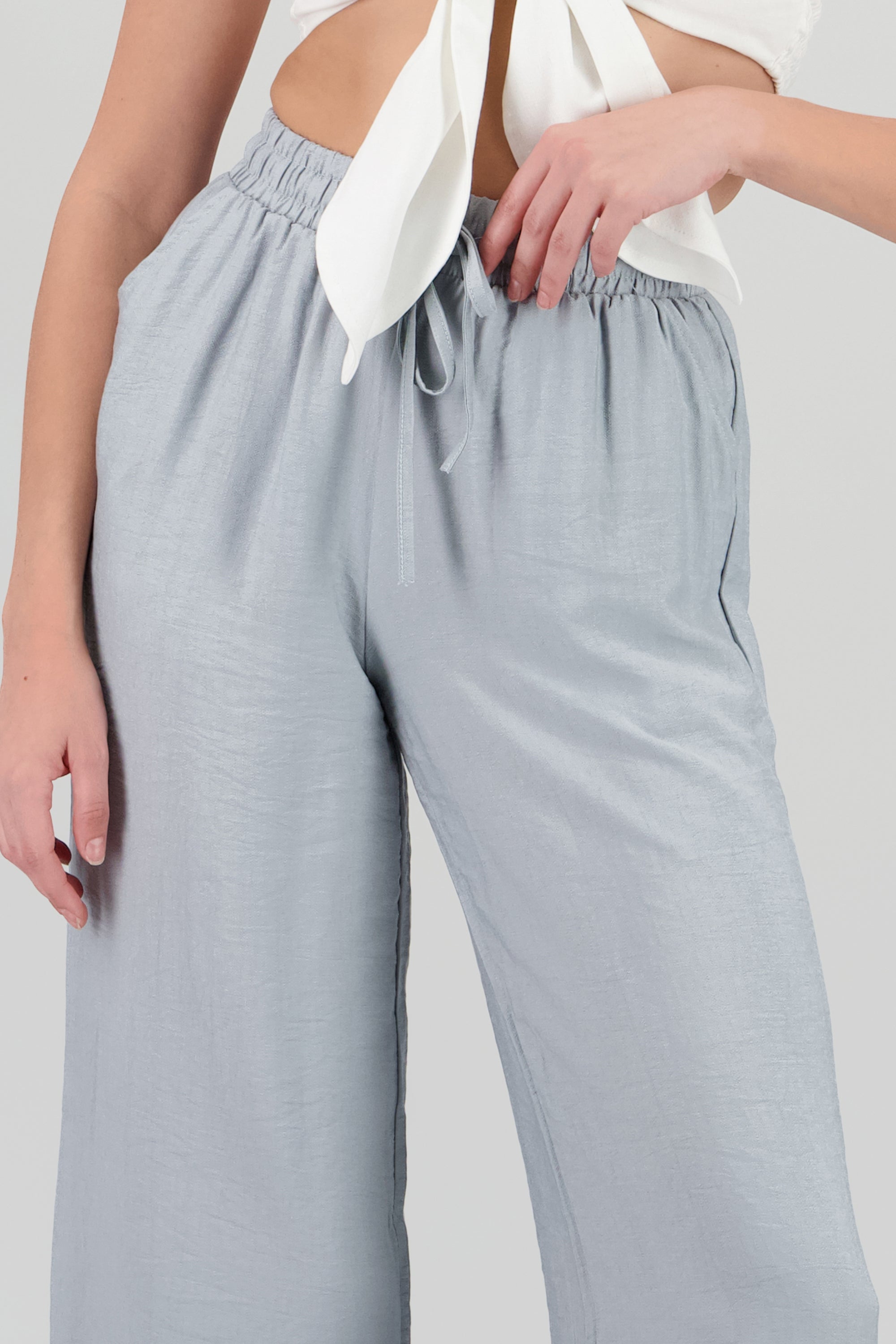 Pantalon amplio con jareta AZUL