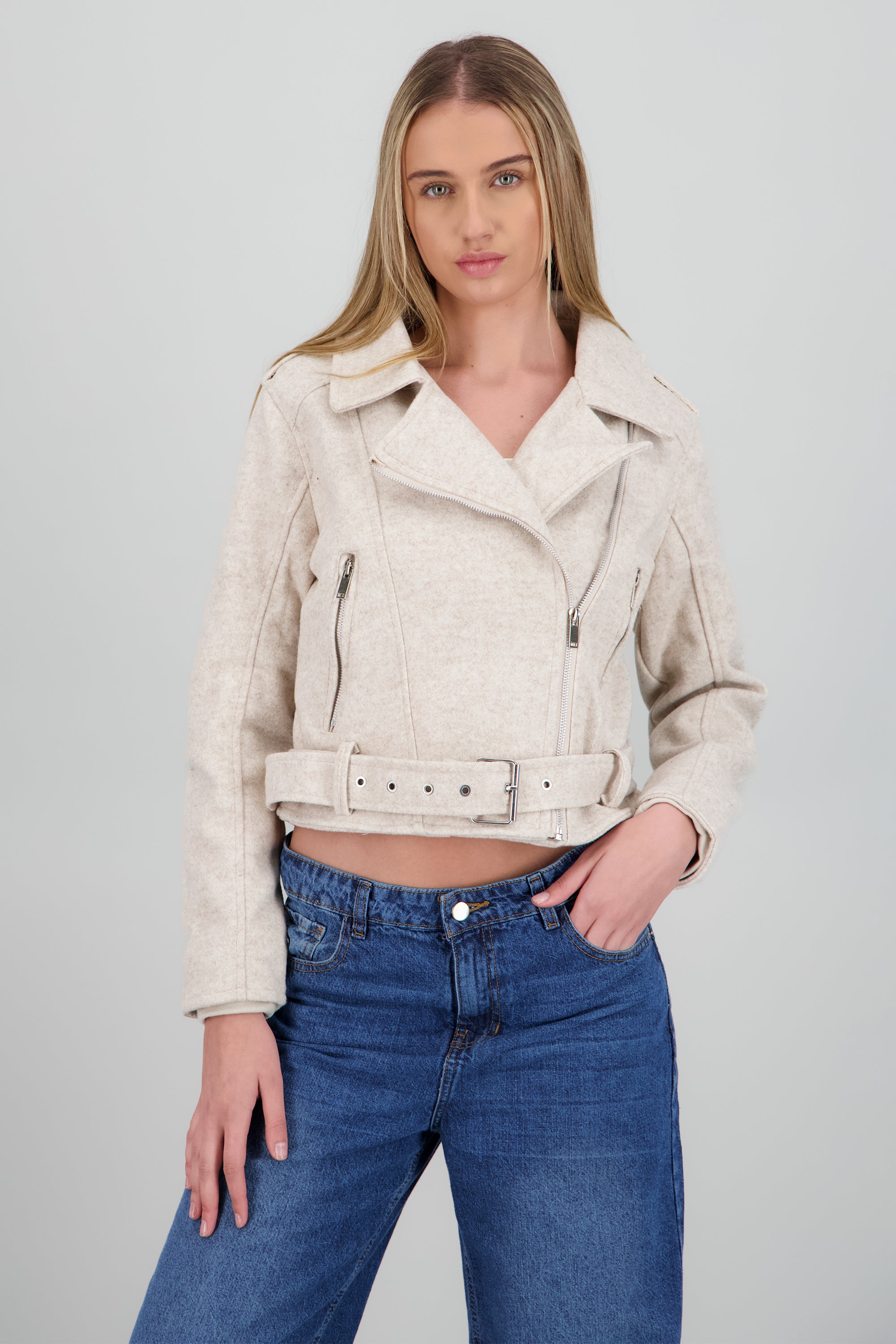 Biker jacker paño BLANCO