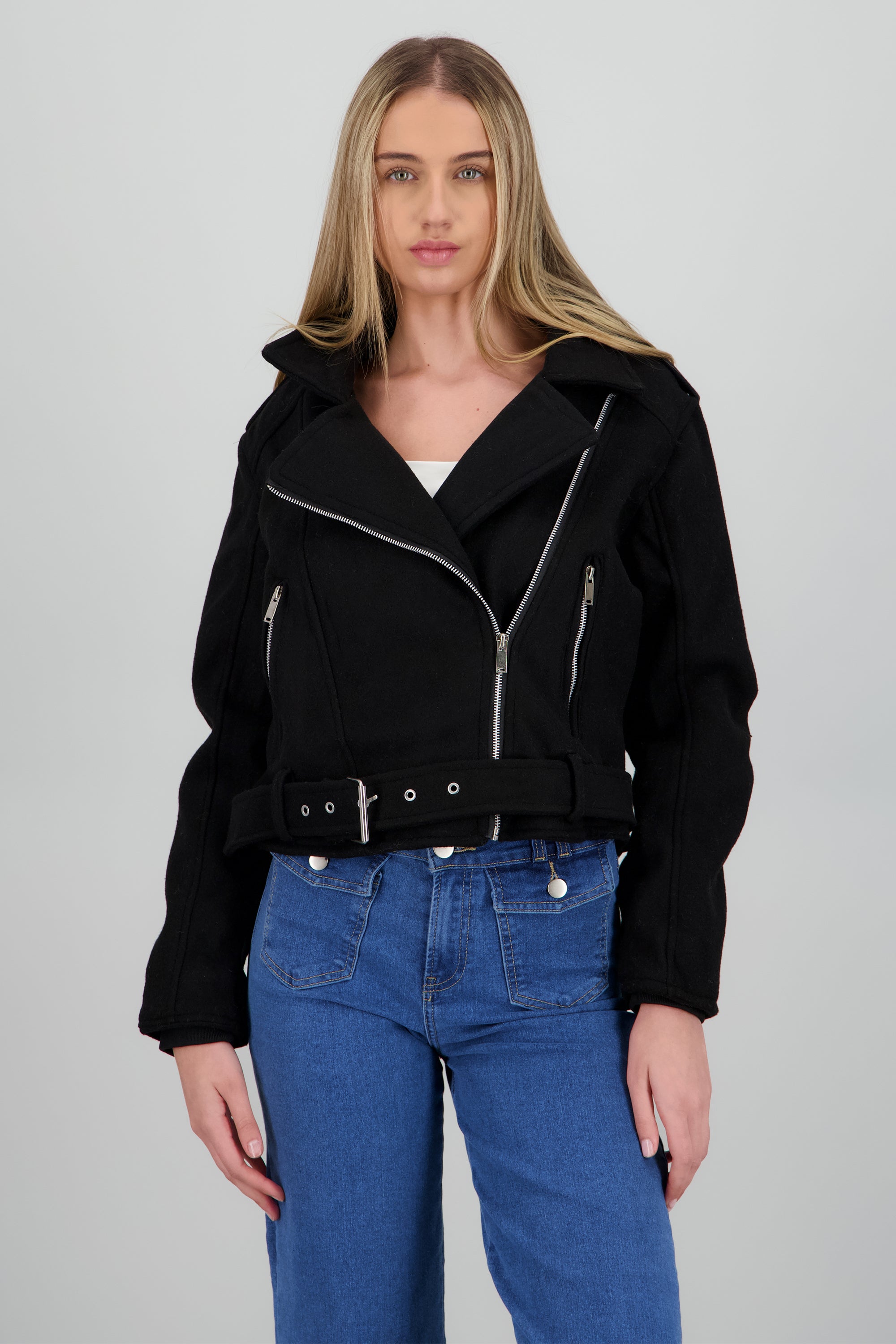 Biker jacker paño NEGRO