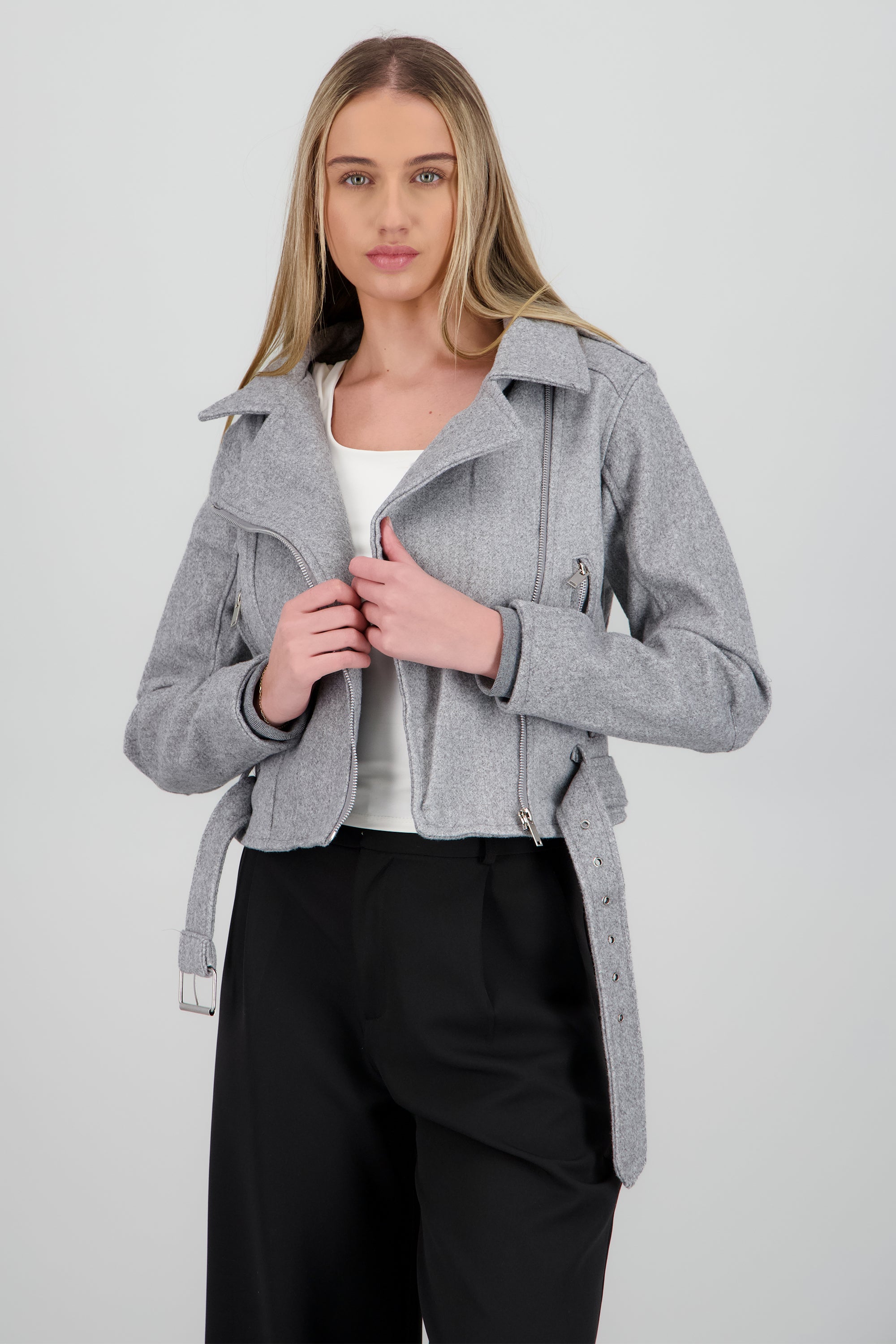 Biker jacker paño GRIS CLARO