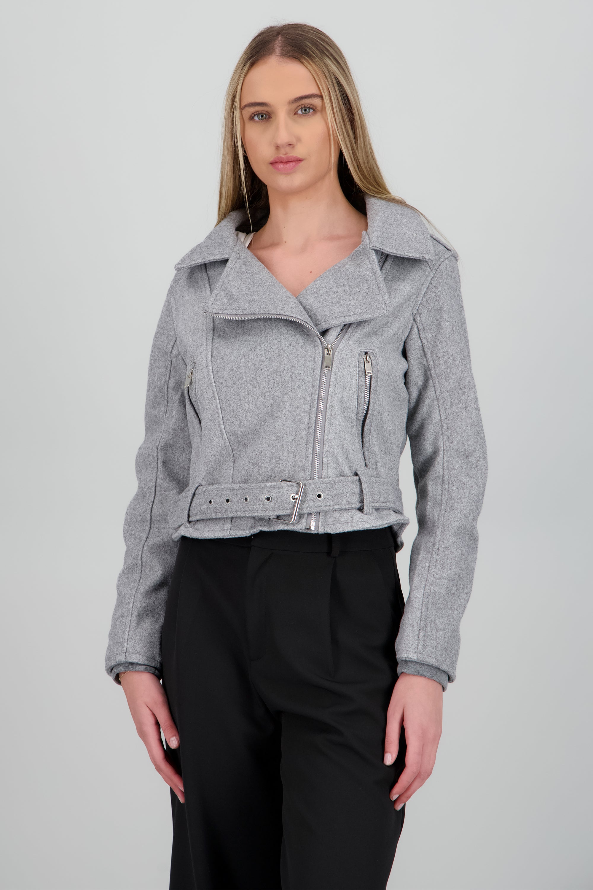 Biker jacker paño GRIS CLARO