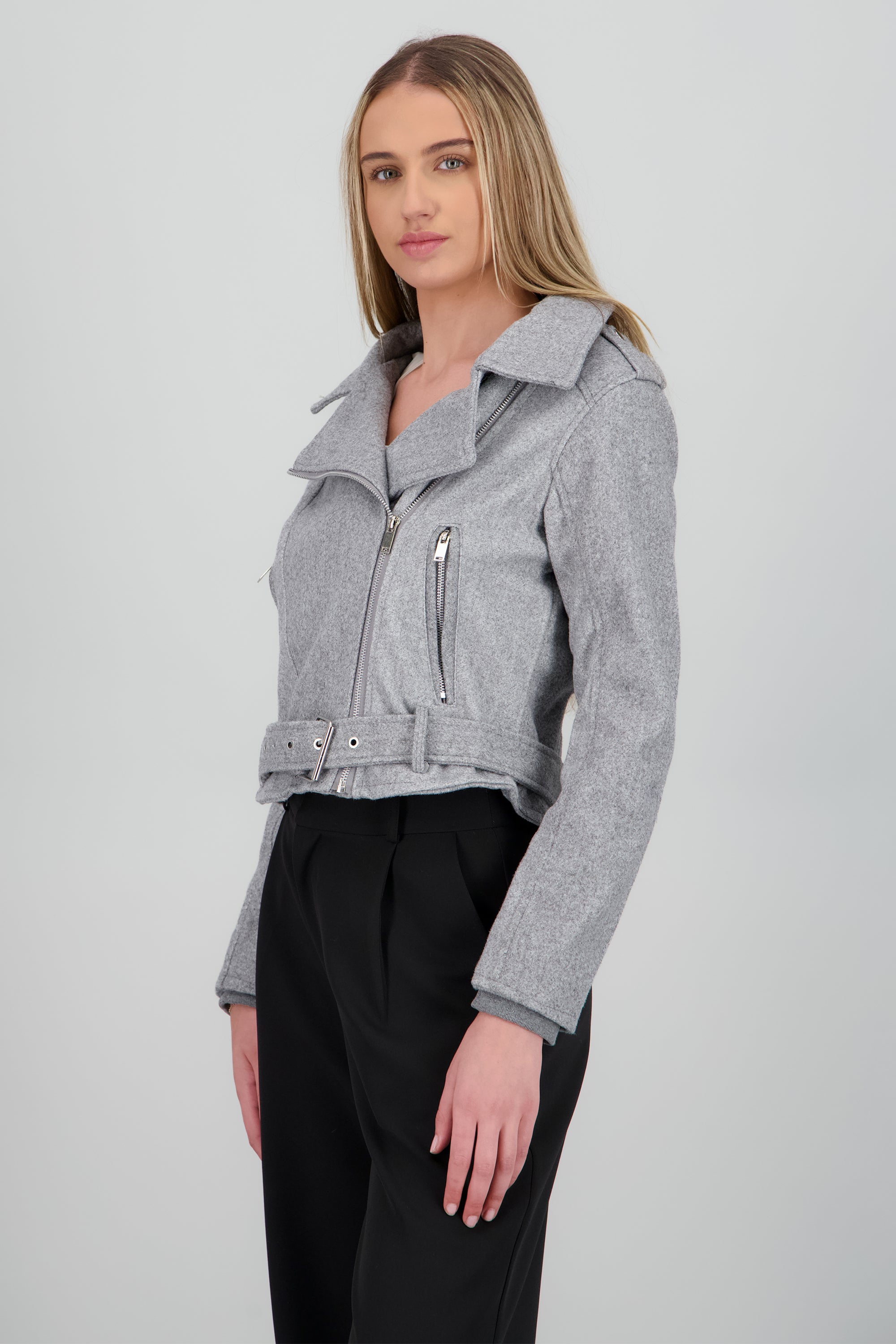 Biker jacker paño GRIS CLARO