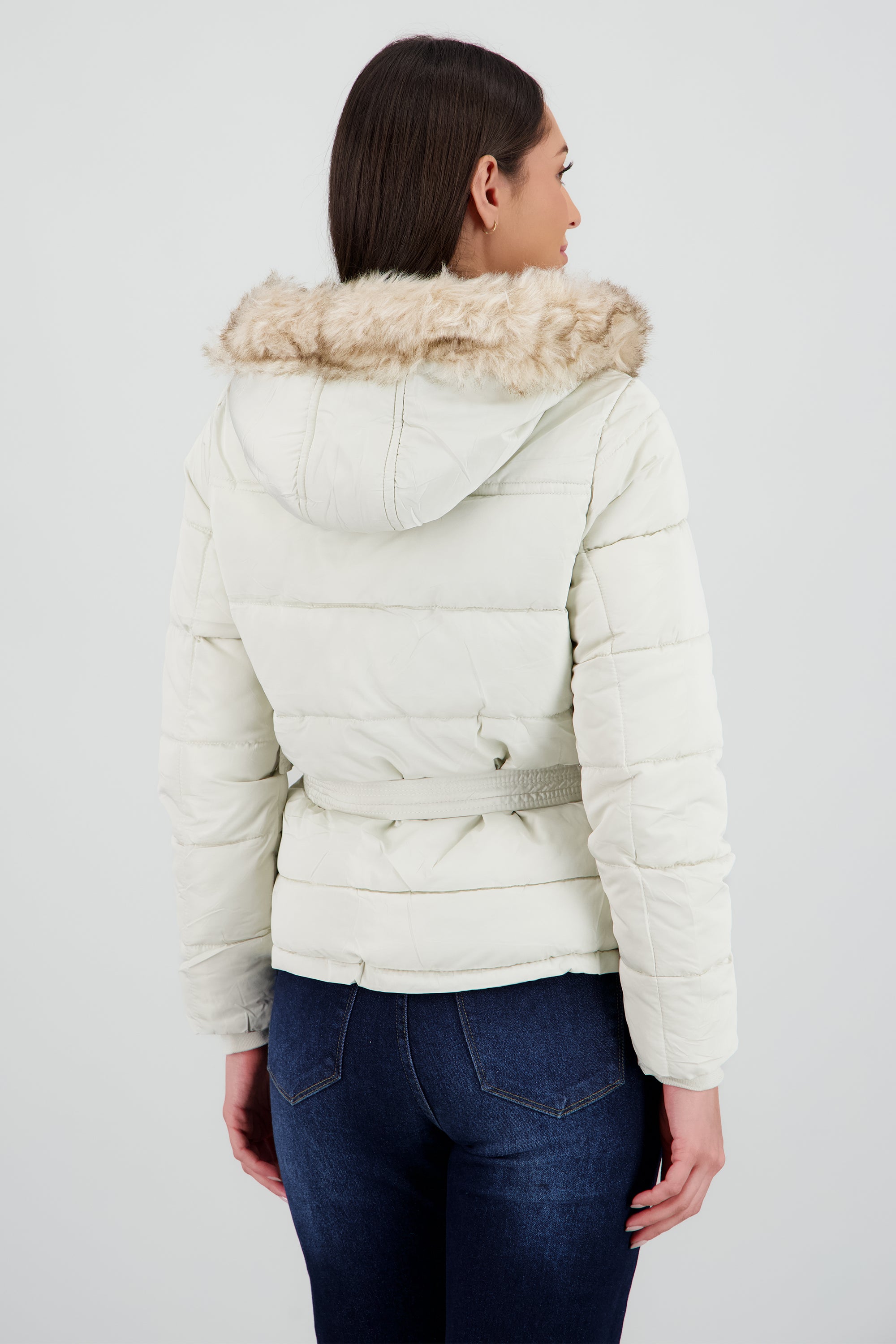 Puffer con cinturon BLANCO