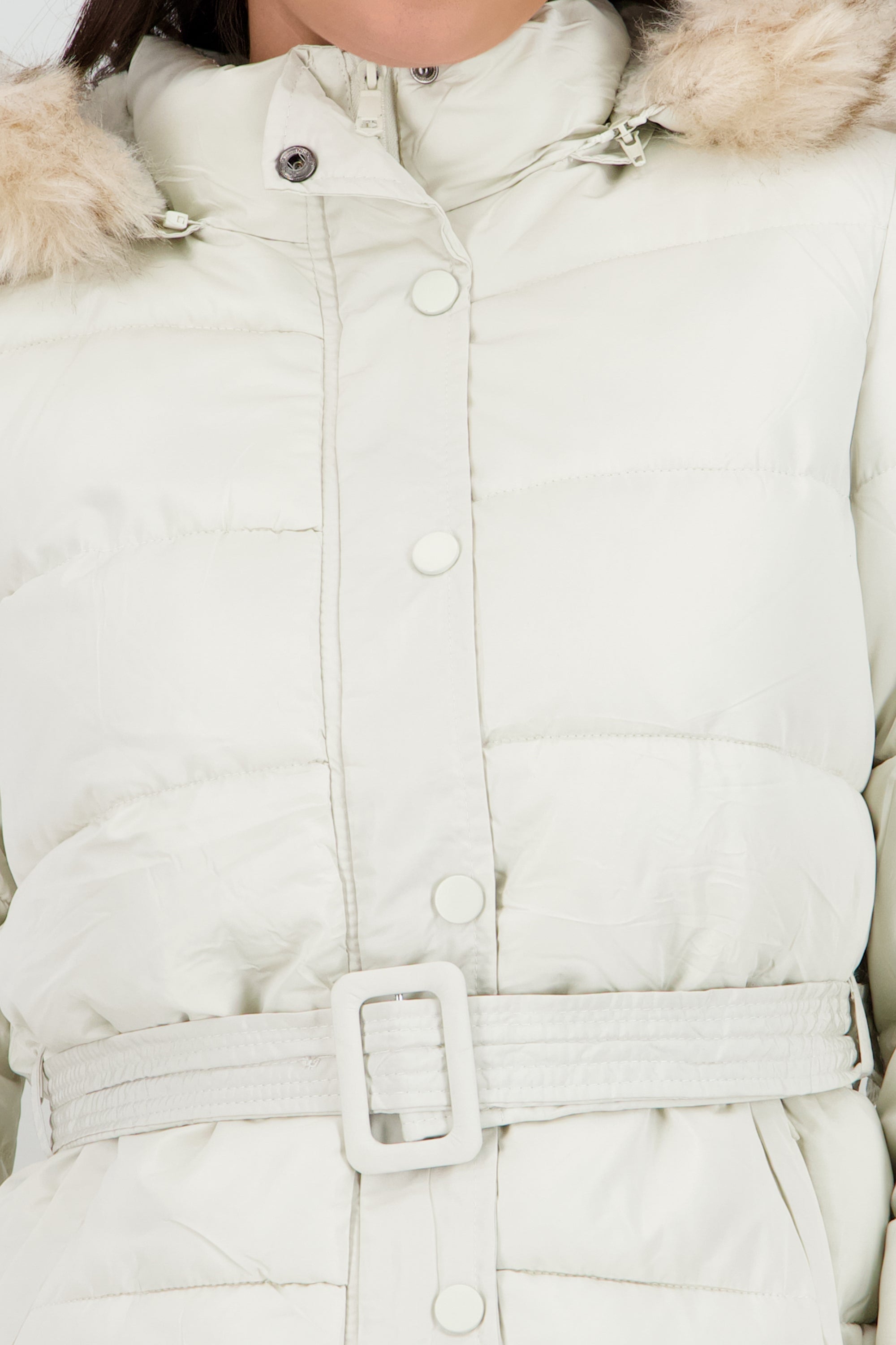 Puffer con cinturon BLANCO