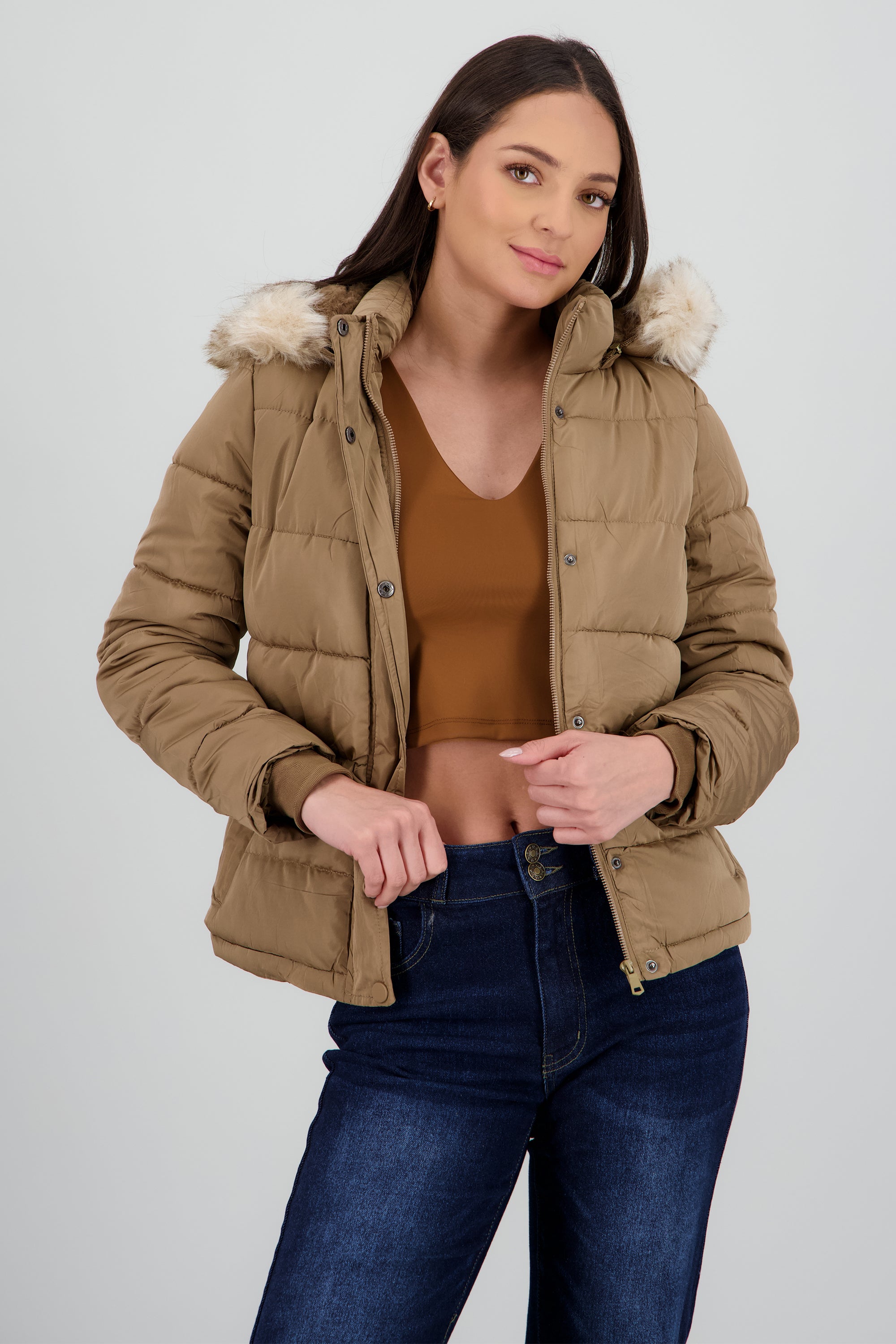 Puffer con cinturon CAFE