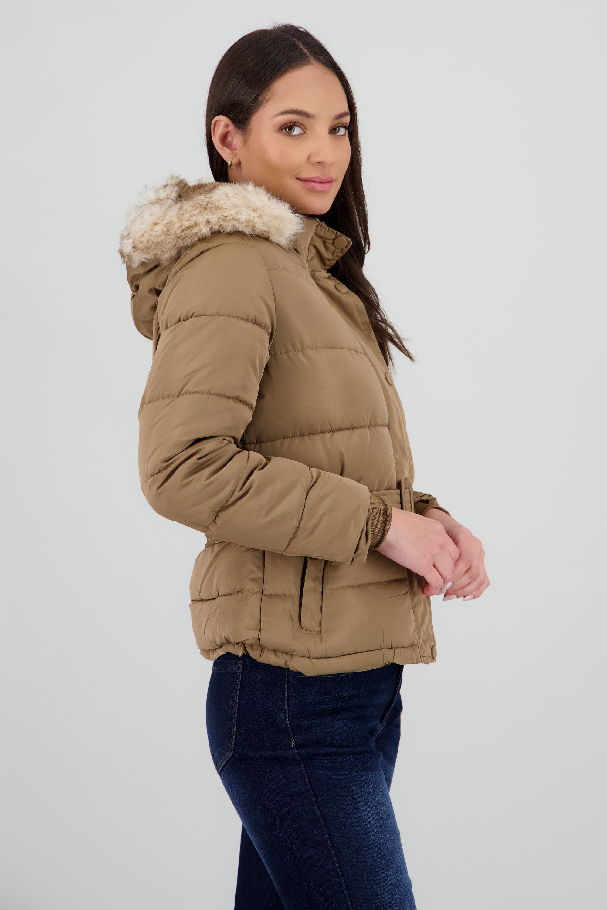 Puffer con cinturon CAFE