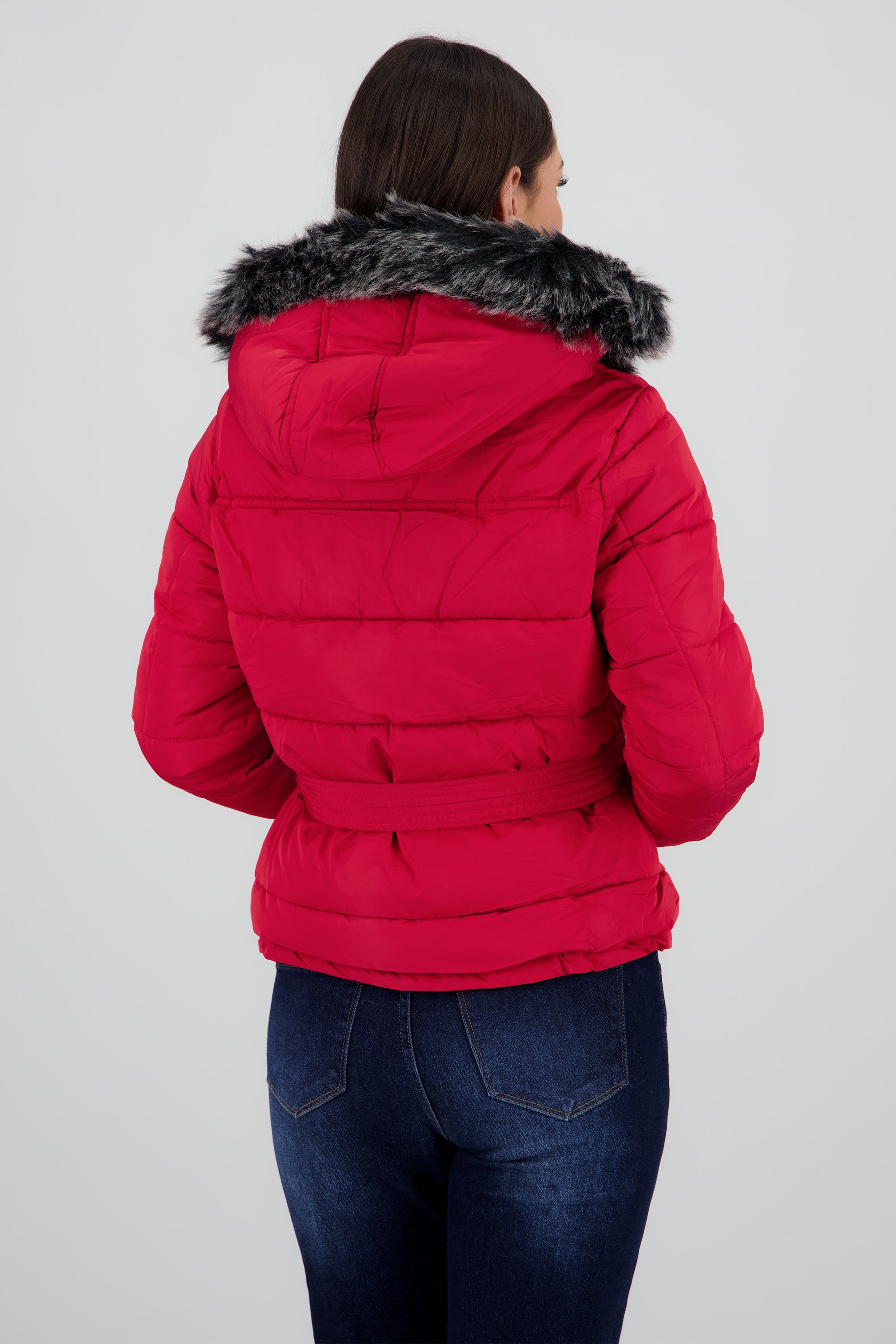 Puffer con cinturon ROJO