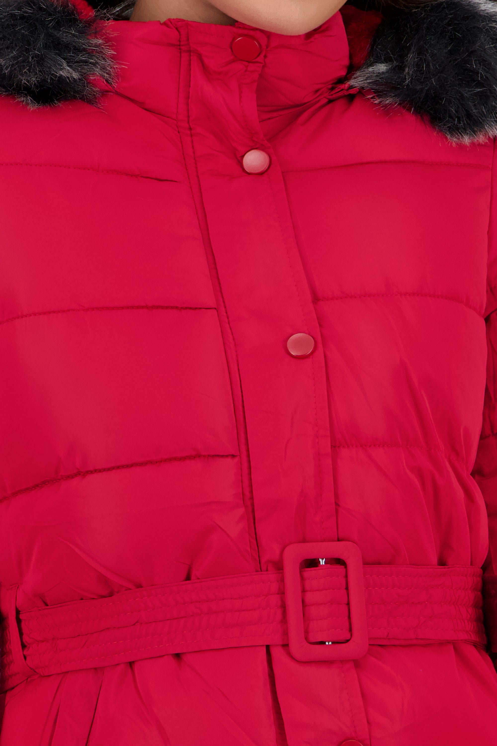 Puffer con cinturon ROJO