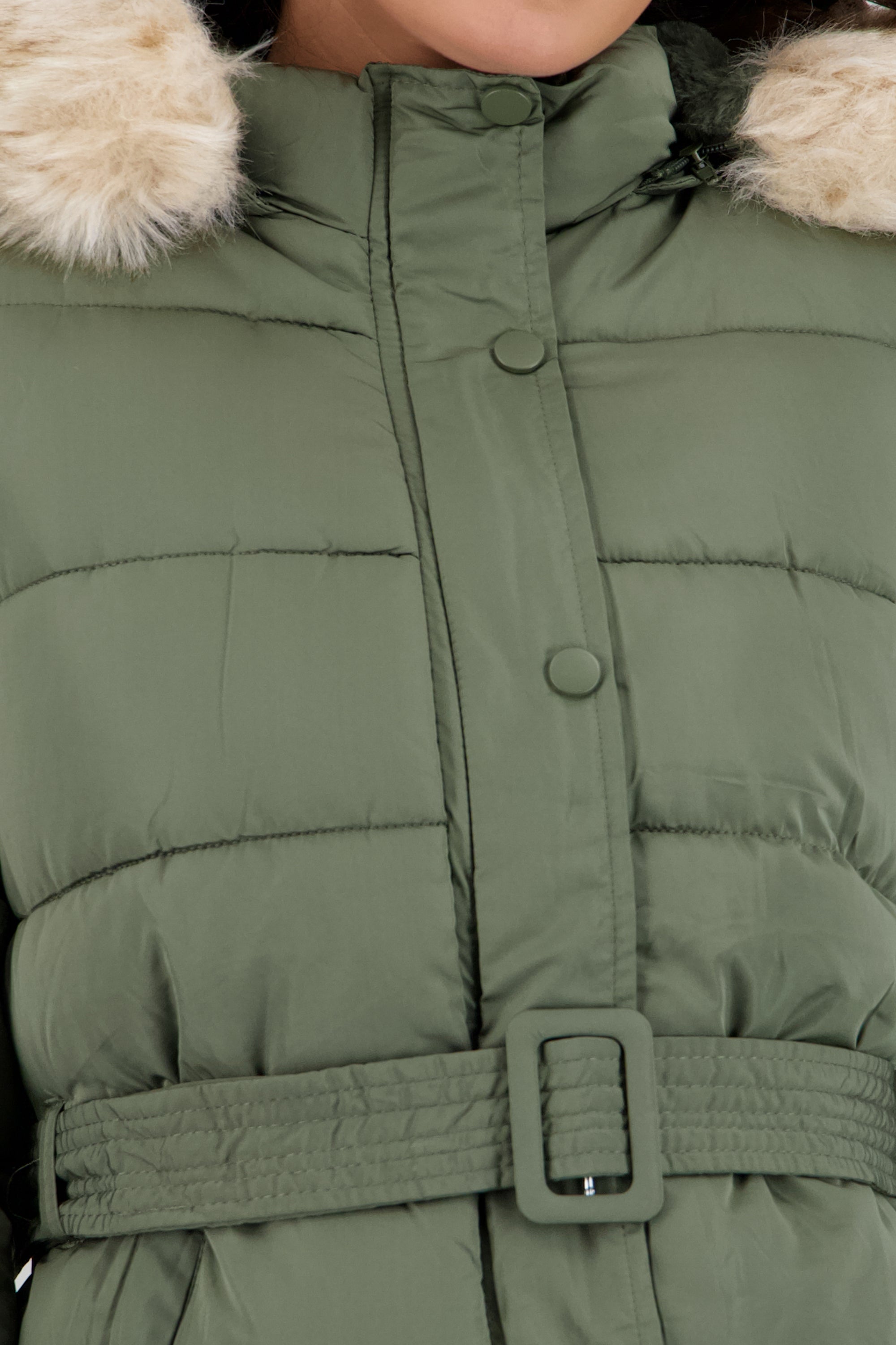 Puffer con cinturon OLIVO