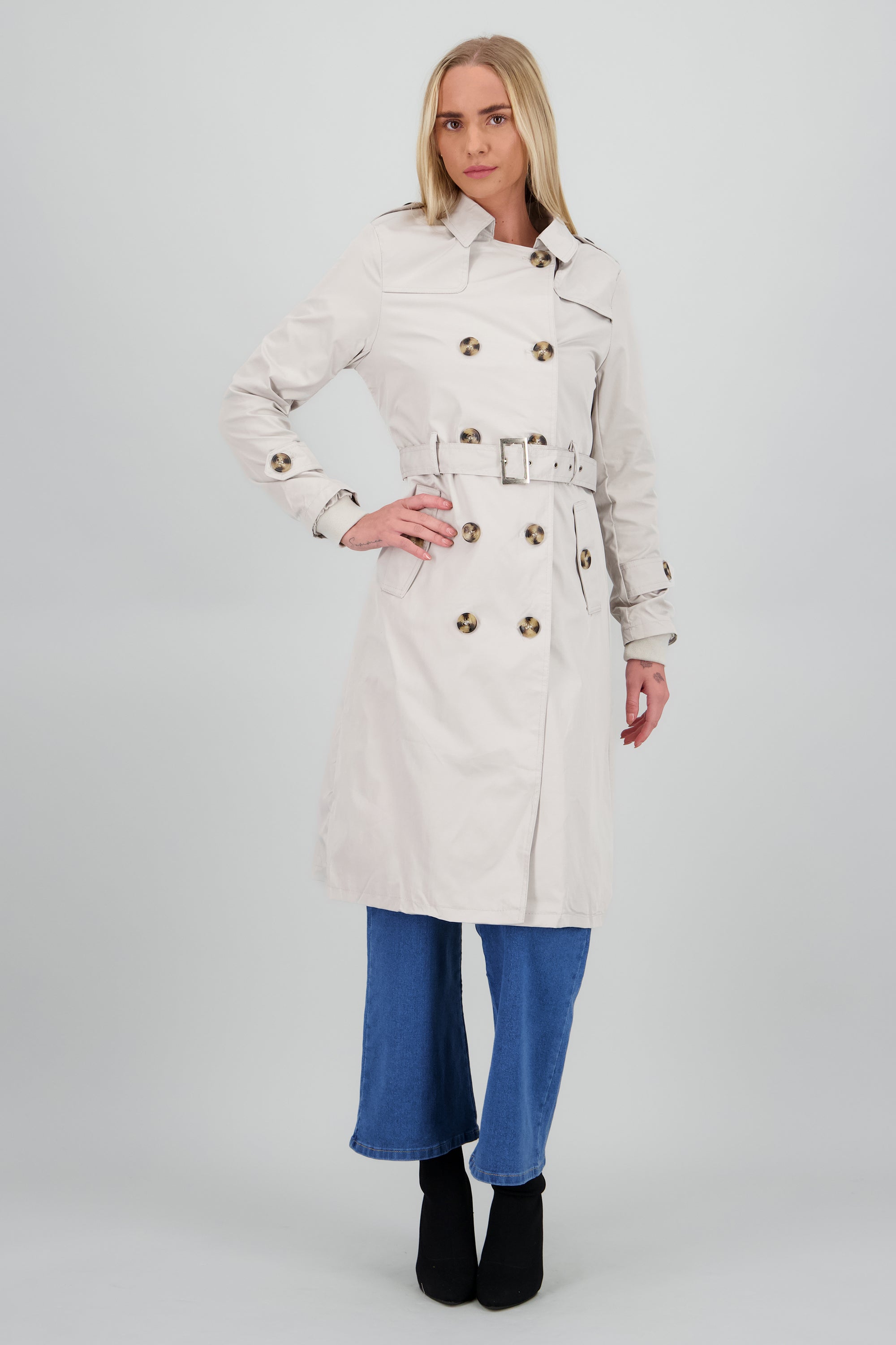 Gabardina maxi lisa HUESO