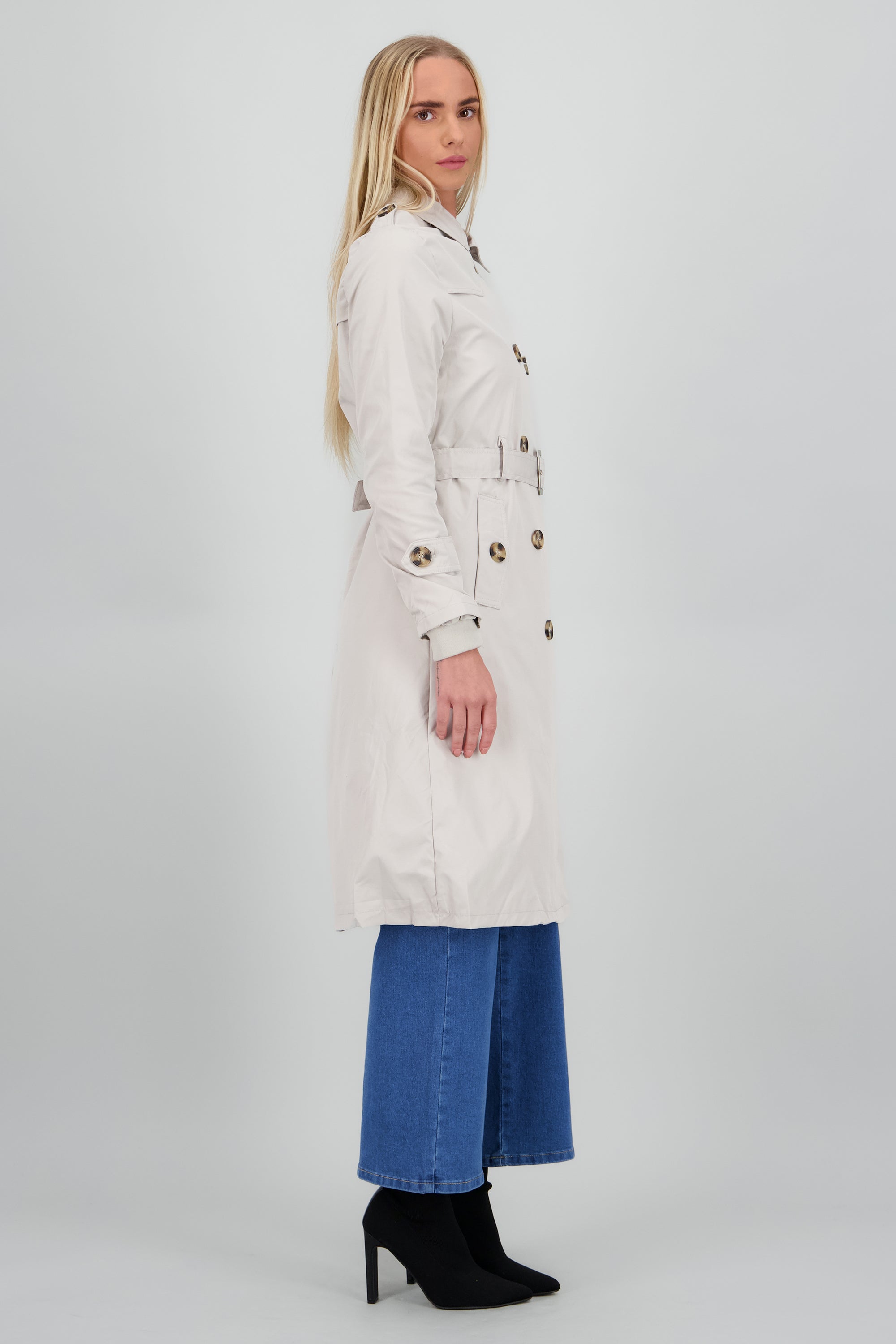 Gabardina maxi lisa HUESO