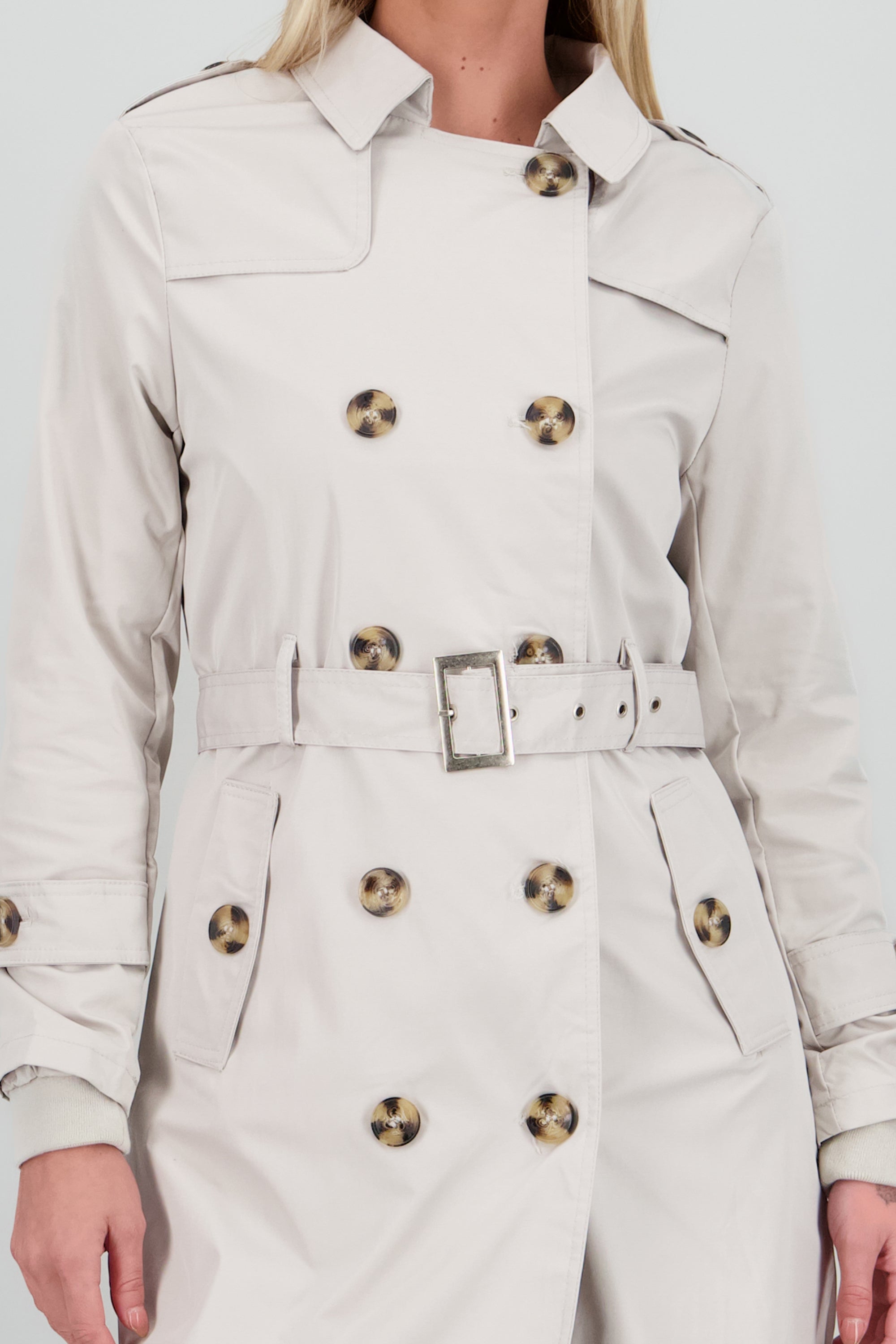 Gabardina maxi lisa HUESO