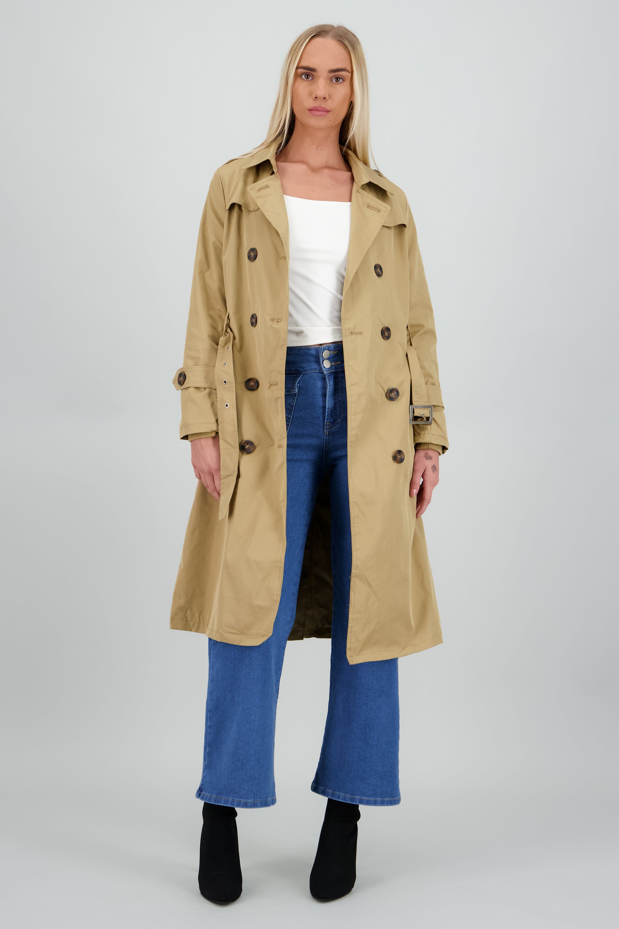 Gabardina maxi lisa KHAKI