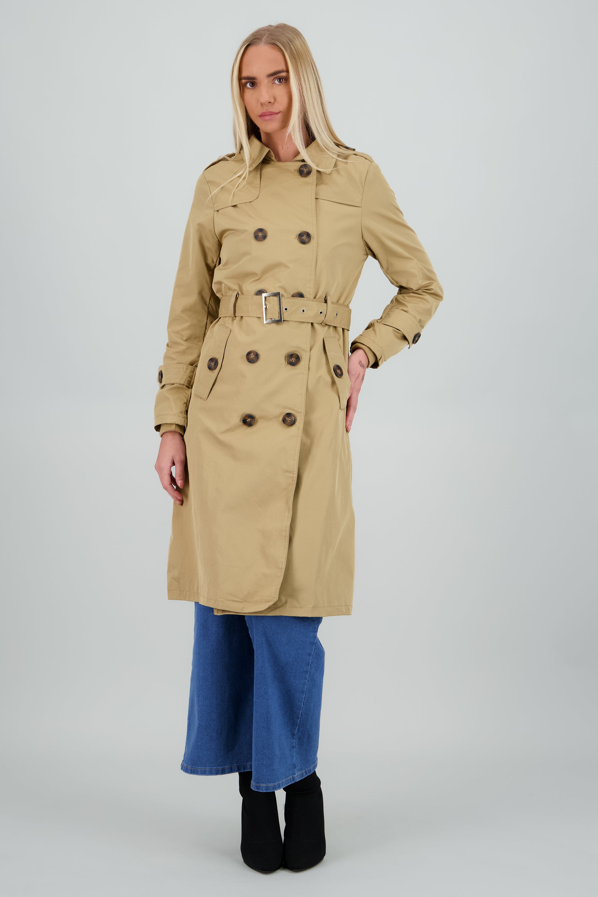 Gabardina maxi lisa KHAKI