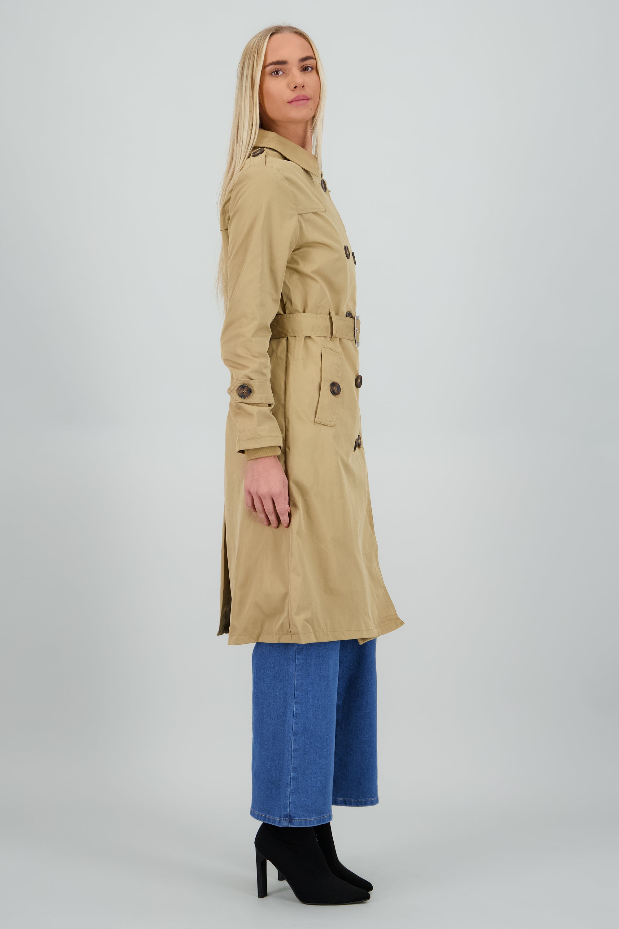 Gabardina maxi lisa KHAKI