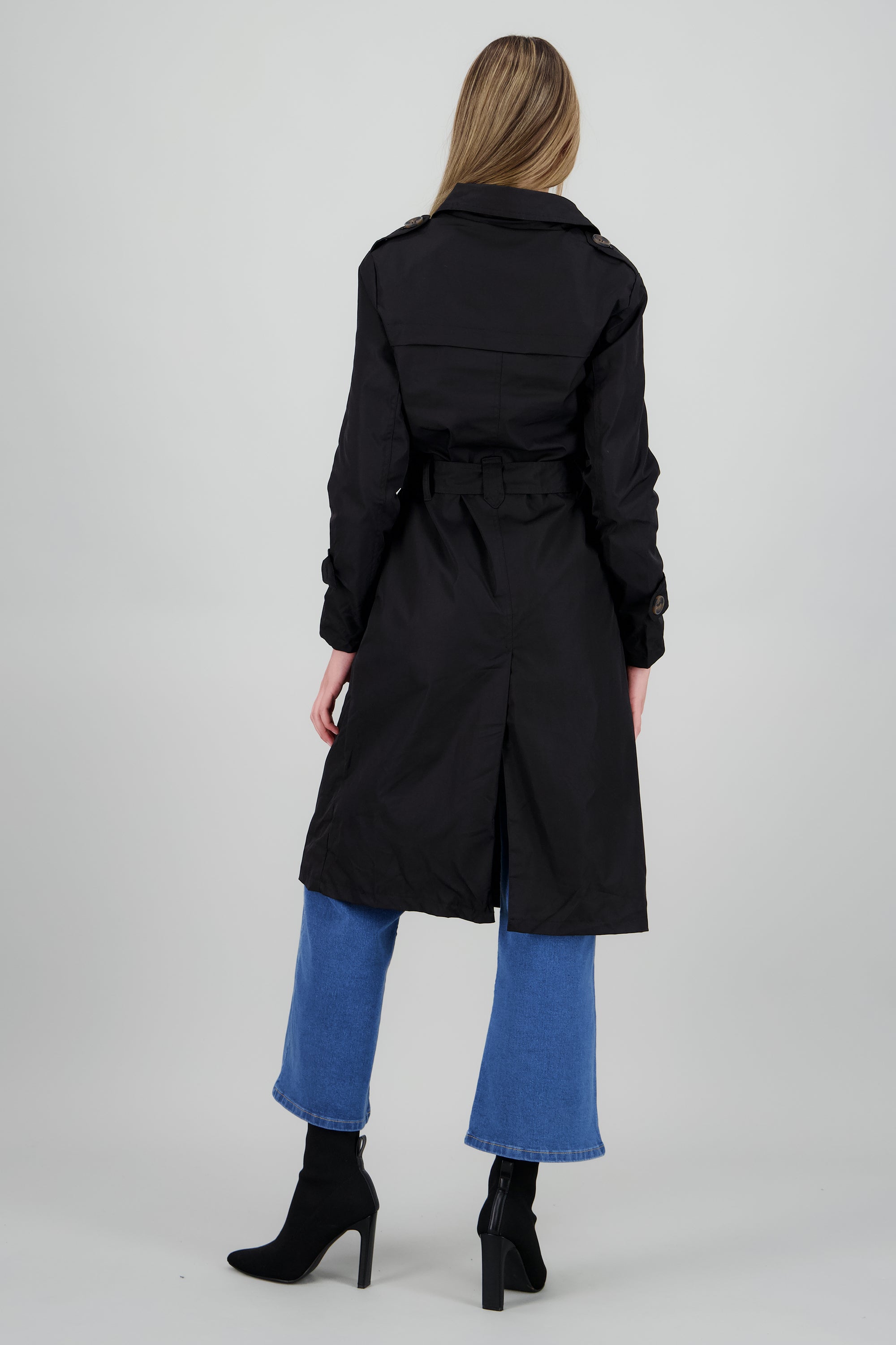 Gabardina maxi lisa NEGRO