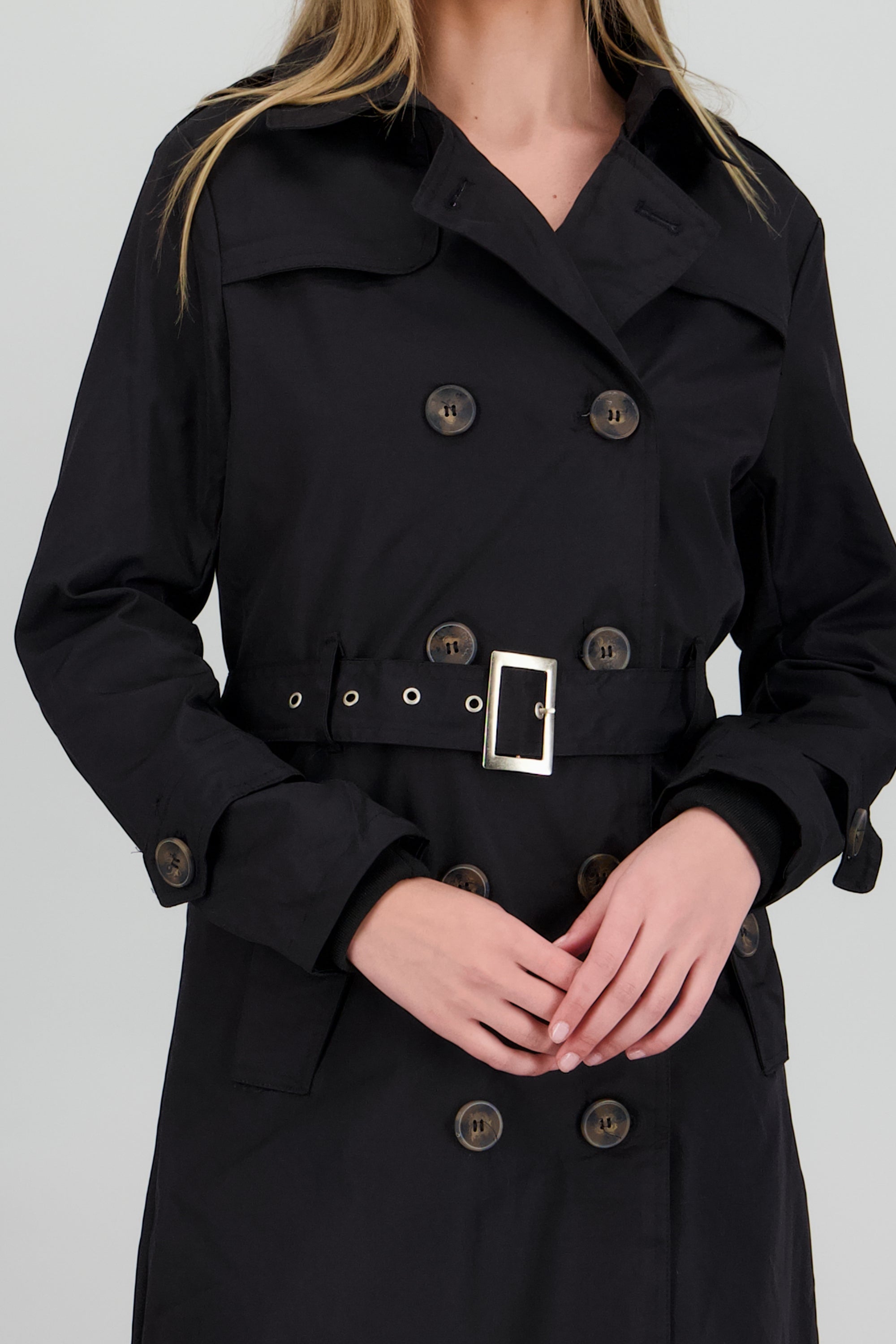 Gabardina maxi lisa NEGRO