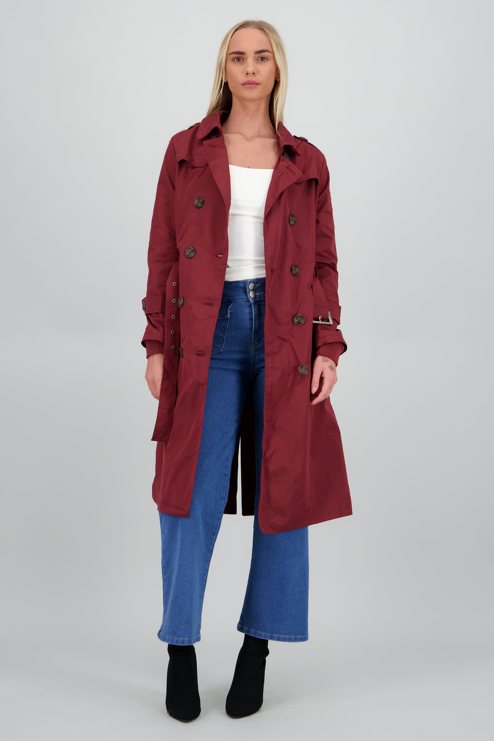 Gabardina maxi lisa VINO