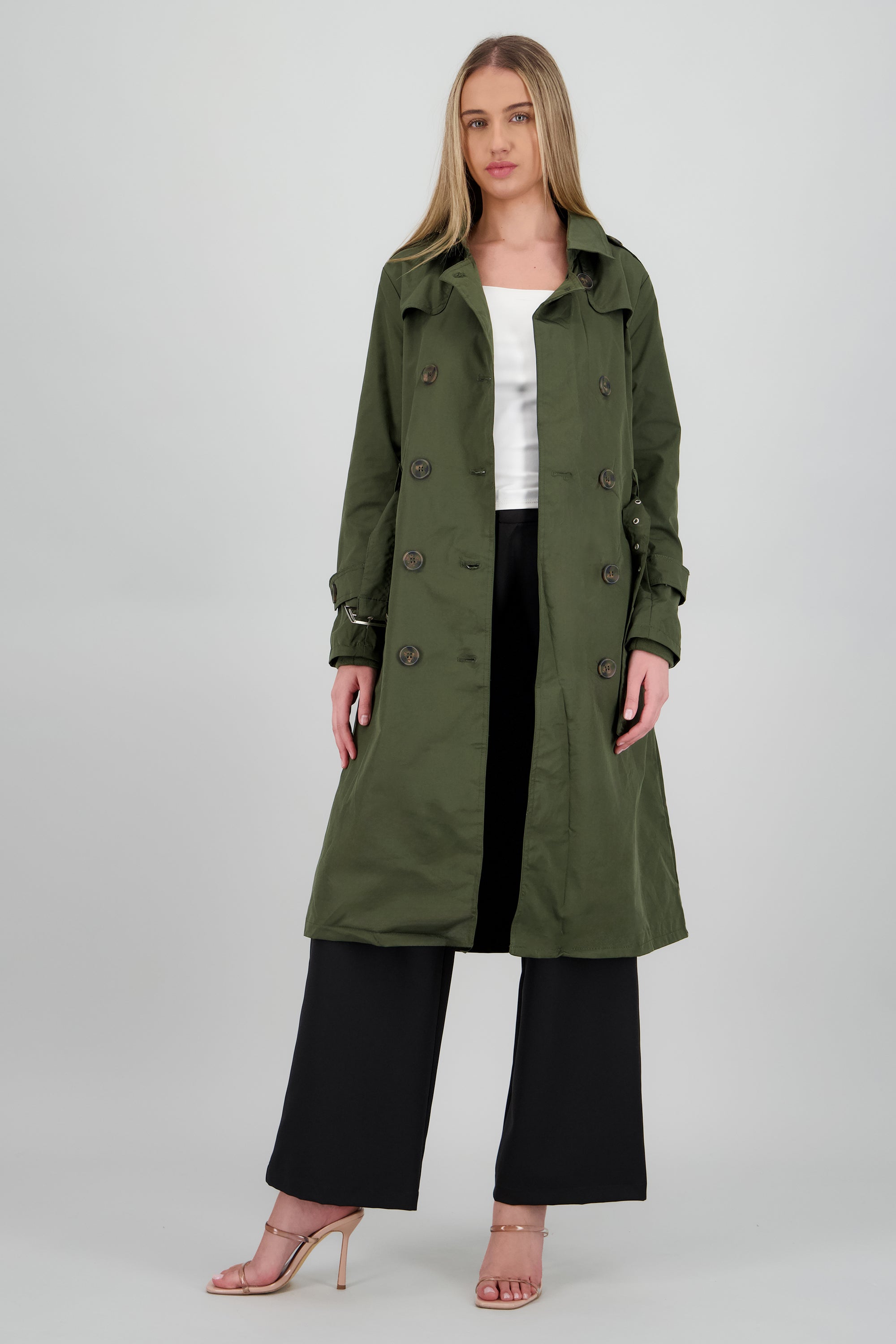 Gabardina maxi lisa OLIVO