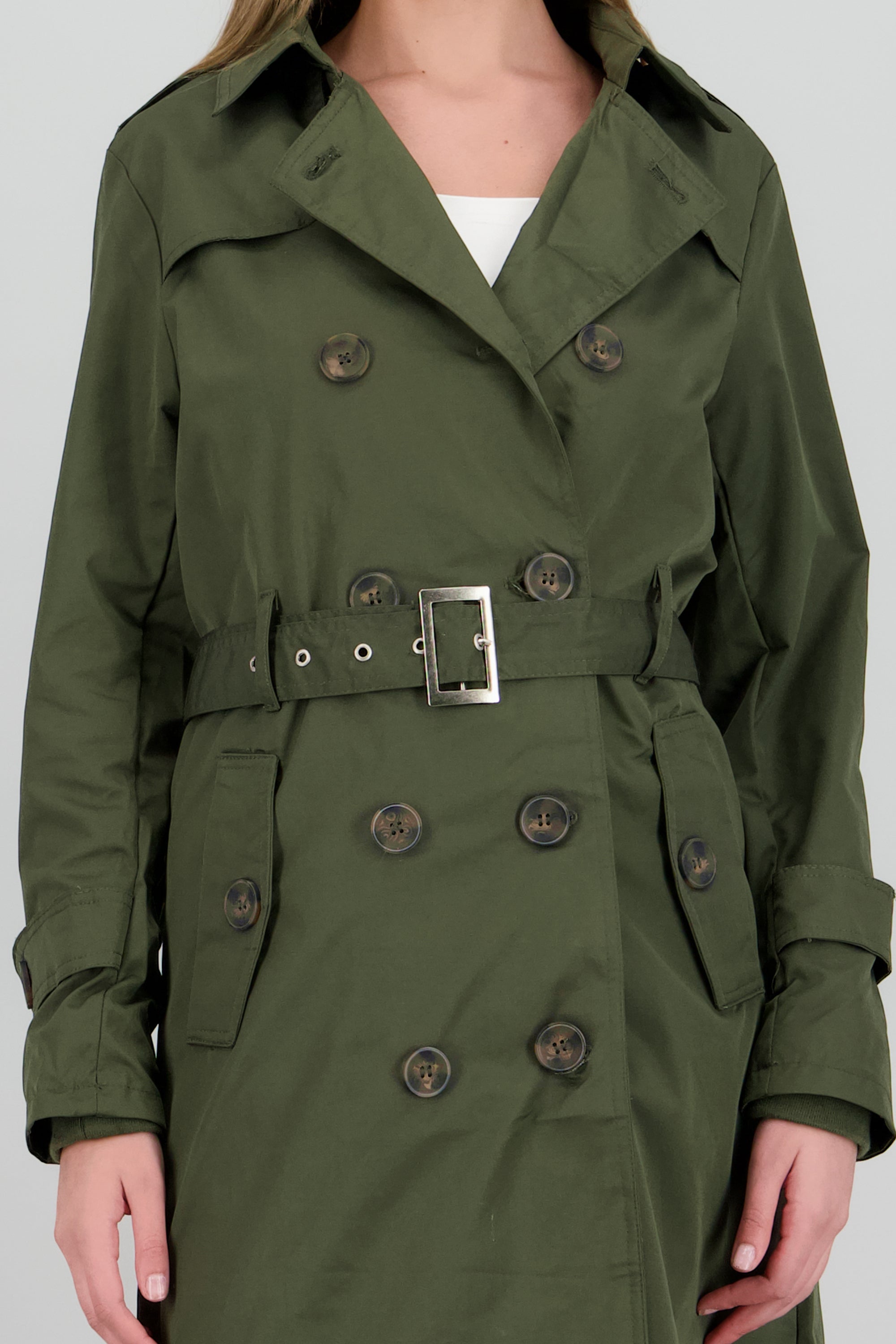 Gabardina maxi lisa OLIVO