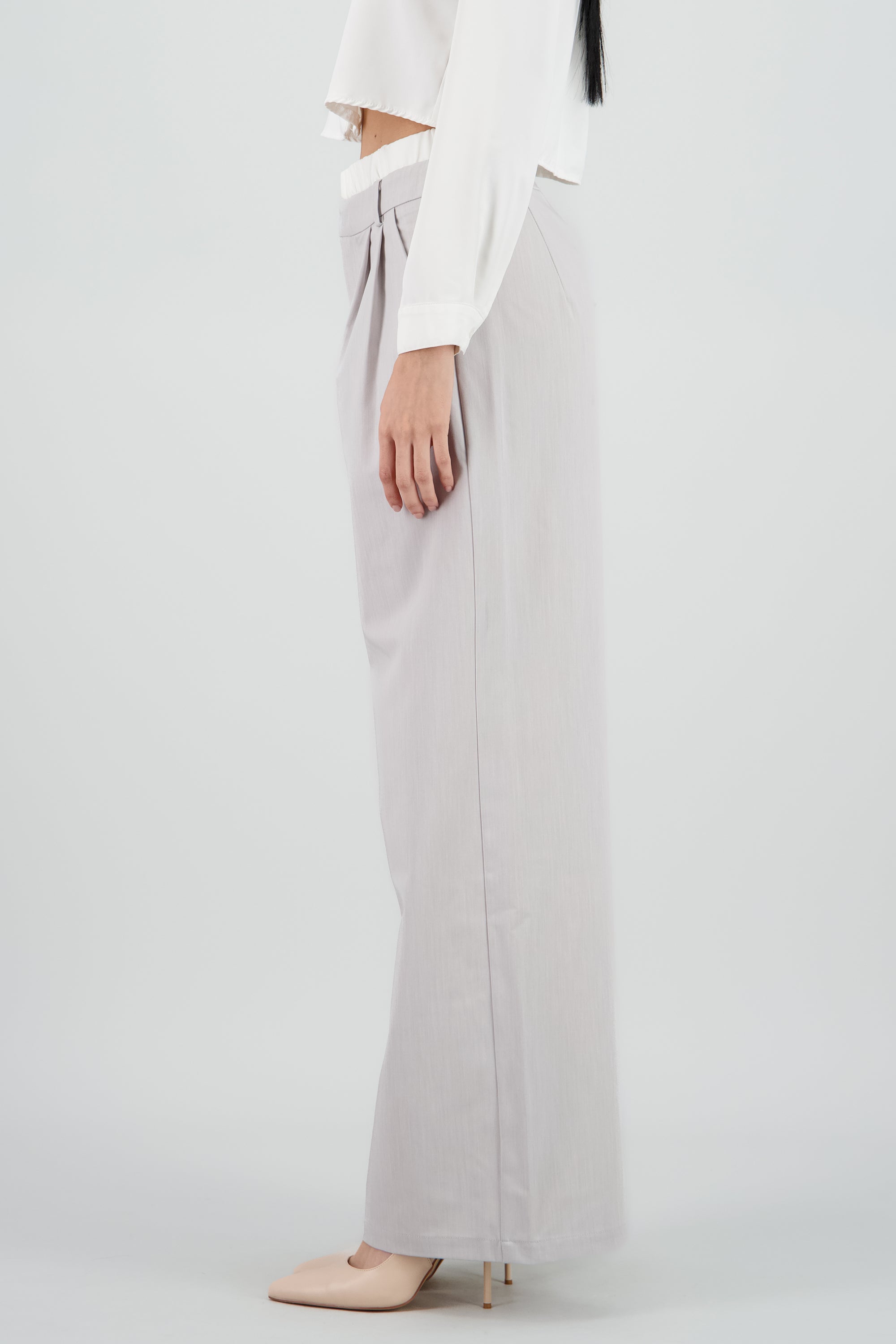 Pantalon sastre doble pretina contraste GRIS COMBO