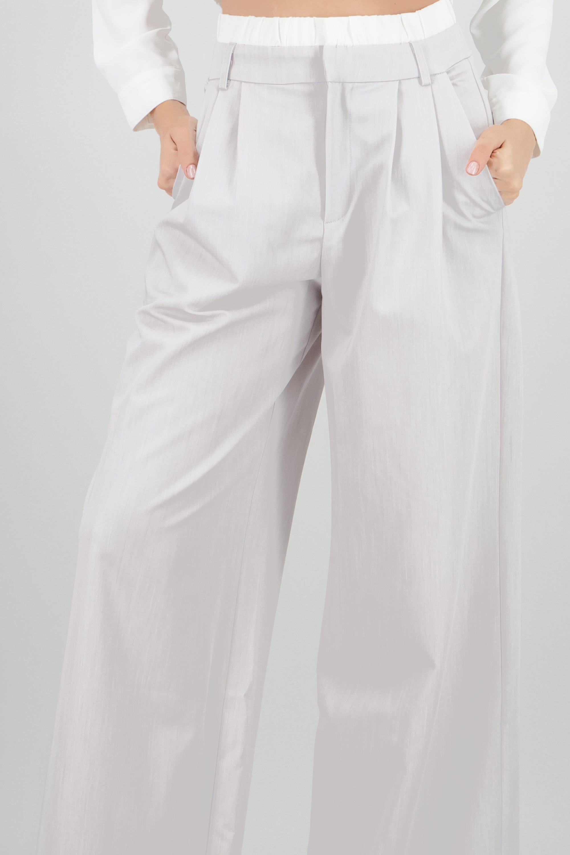 Pantalon sastre doble pretina contraste GRIS COMBO