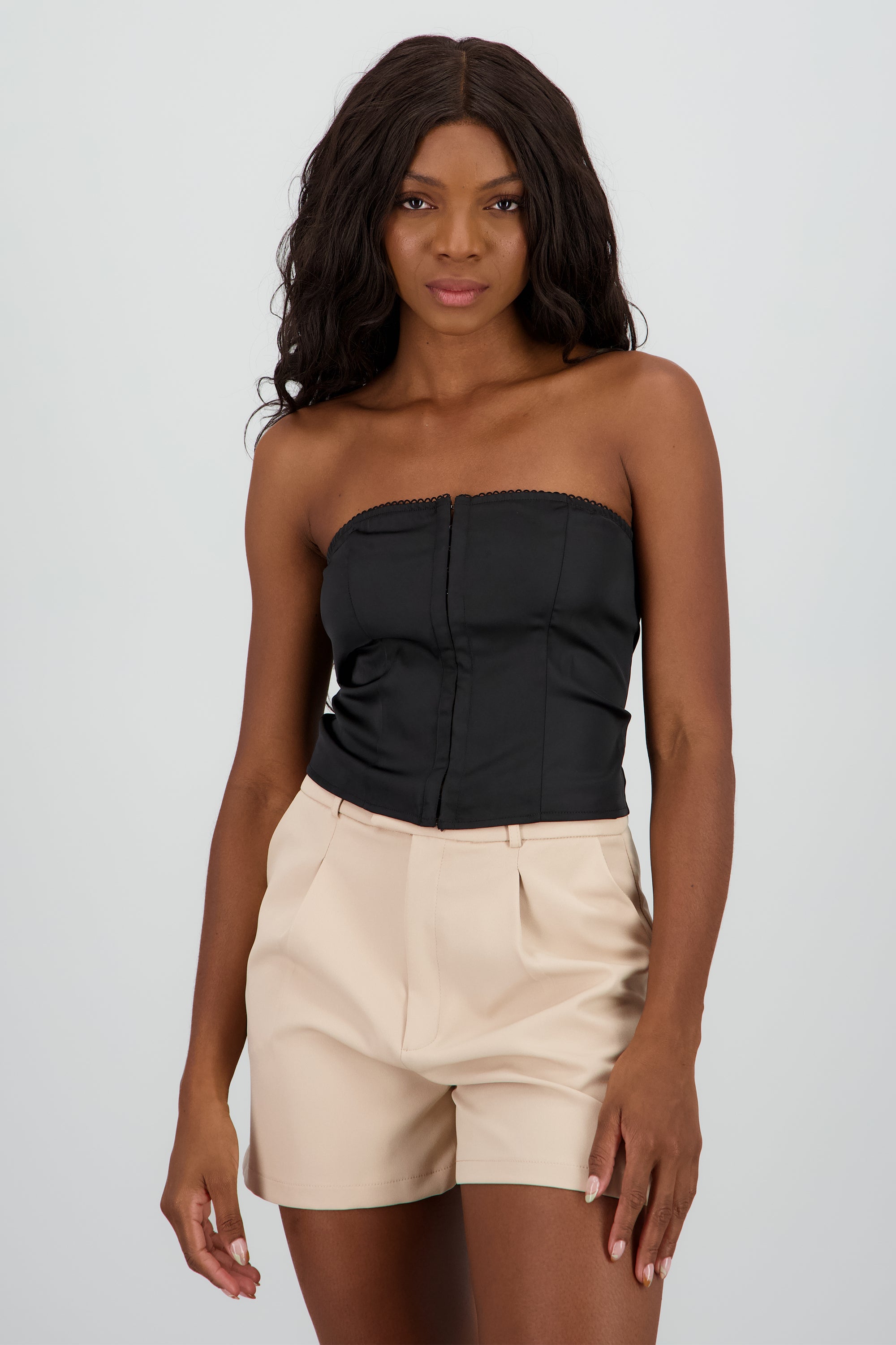 Corset detalle broches al frente NEGRO