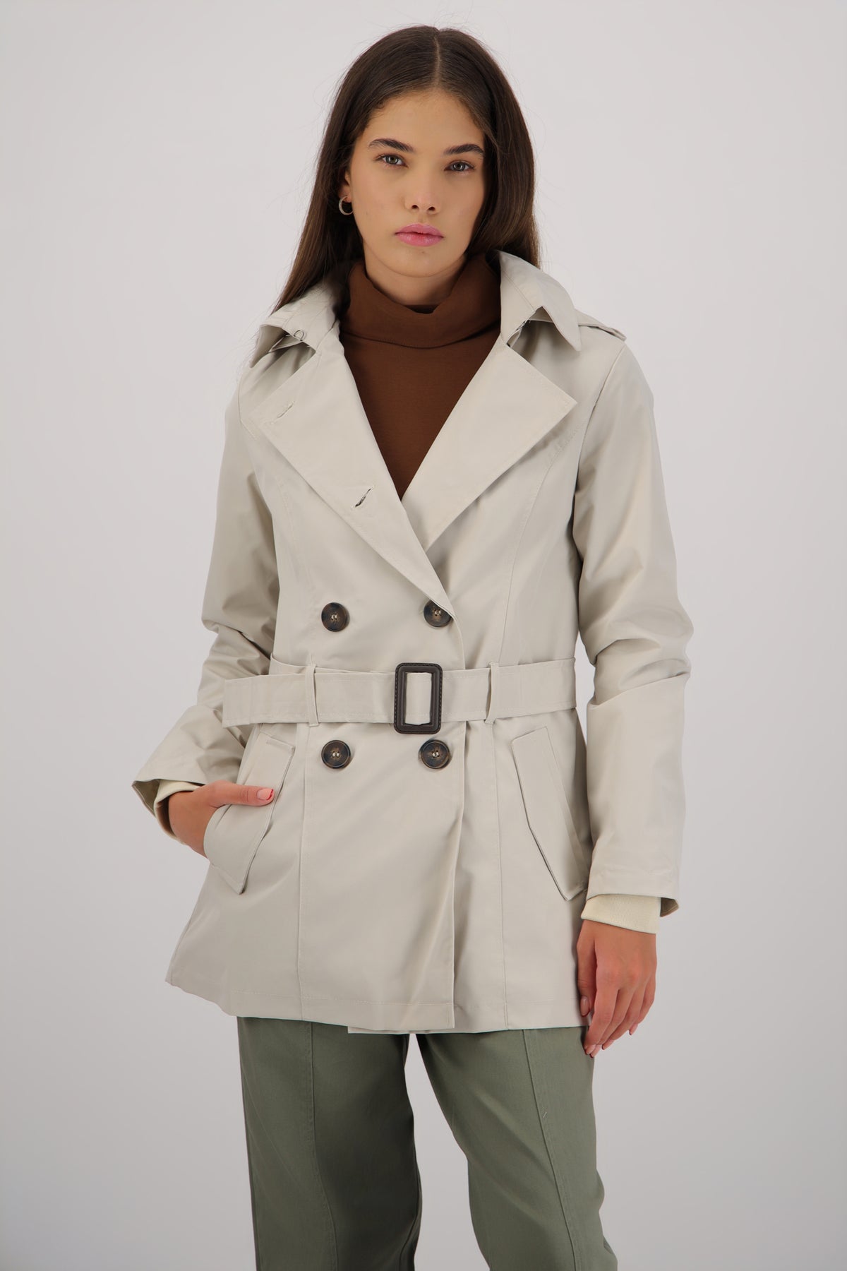 Gabardina con gorro HUESO