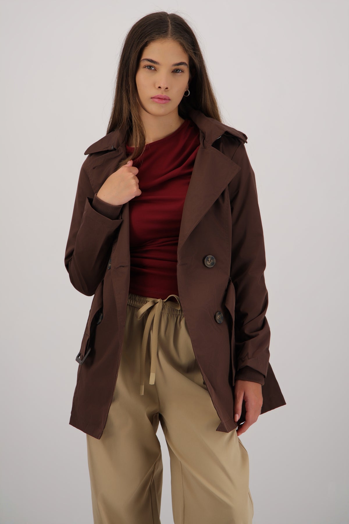 Gabardina con gorro CHOCOLATE